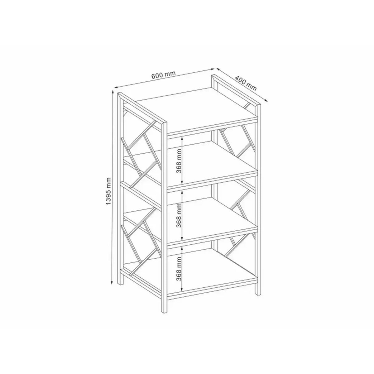 Etajera TABLO R4, stejar/maro inchis, PAL laminat/metal, 60x40x140 cm