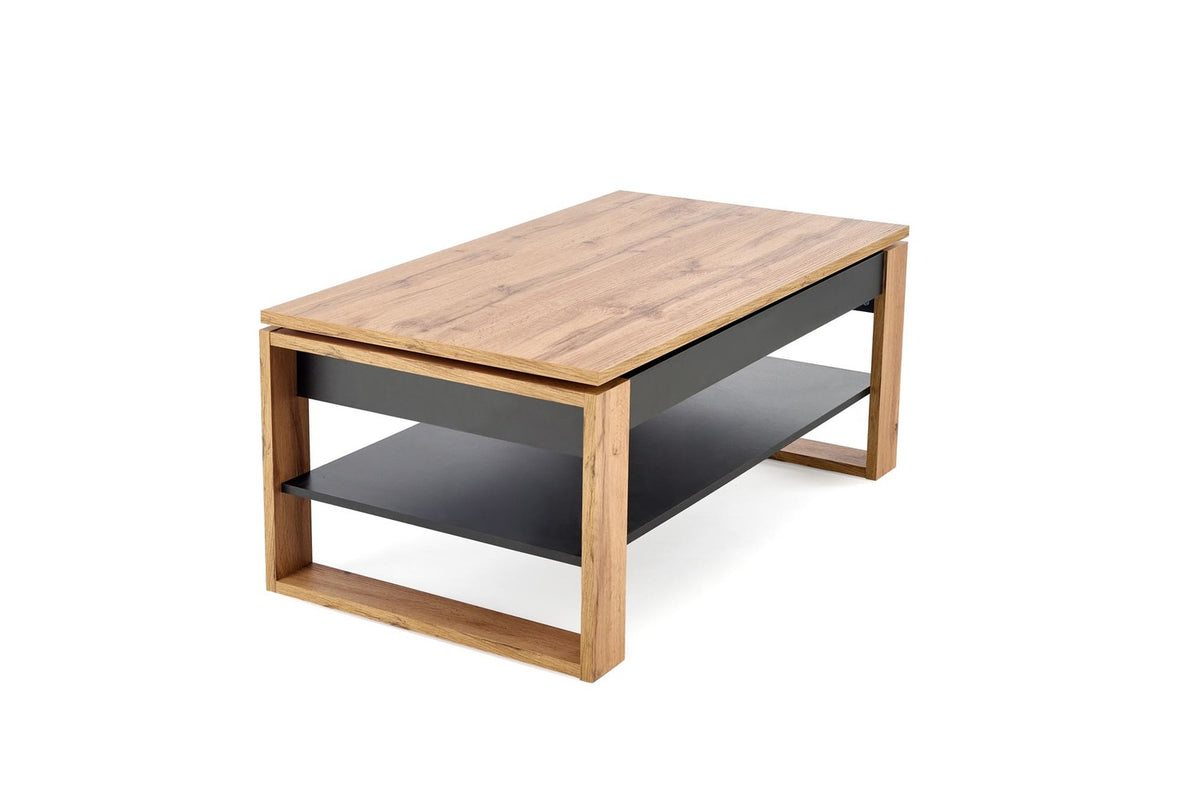 Masuta cafea BETTY, stejar artisan/negru, PAL laminat, 120x65/92x50/72 cm