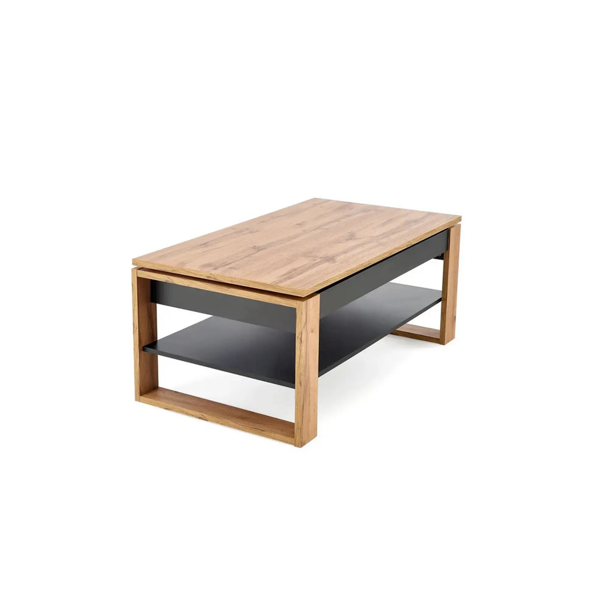 Masuta cafea BETTY, stejar artisan/negru, PAL laminat, 120x65/92x50/72 cm