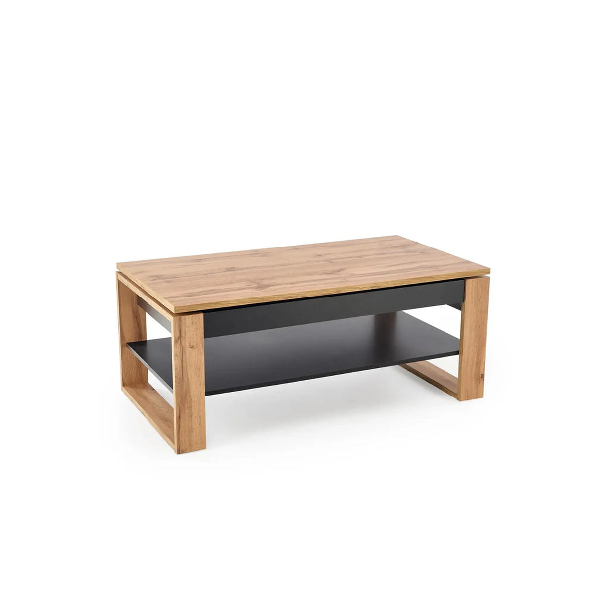 Masuta cafea BETTY, stejar artisan/negru, PAL laminat, 120x65/92x50/72 cm