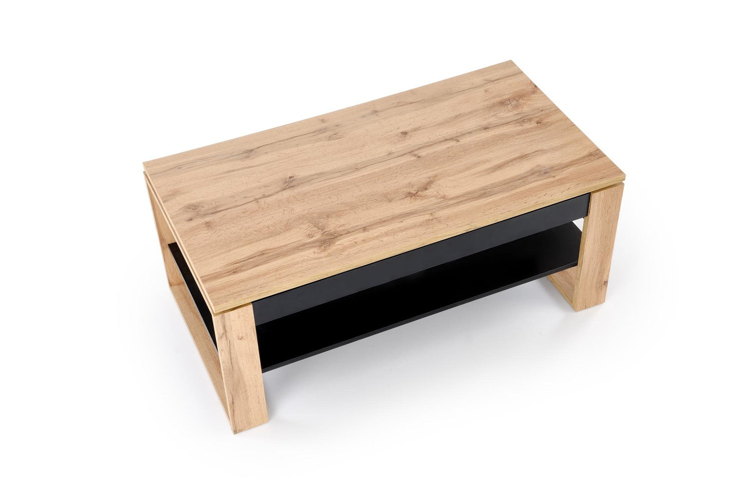 Masuta cafea BETTY, stejar artisan/negru, PAL laminat, 120x65/92x50/72 cm