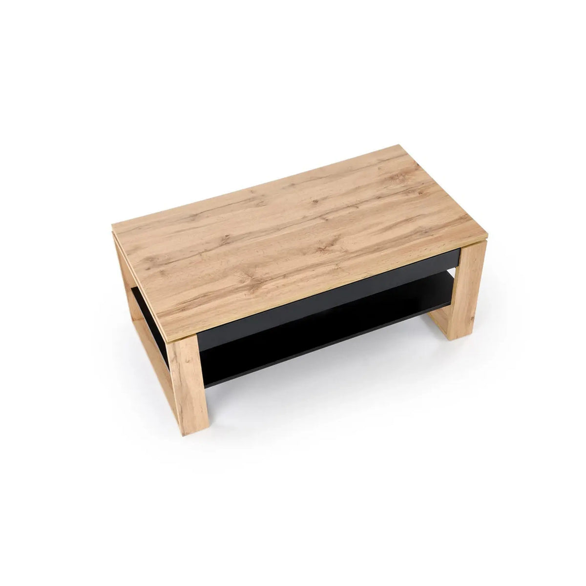 Masuta cafea BETTY, stejar artisan/negru, PAL laminat, 120x65/92x50/72 cm