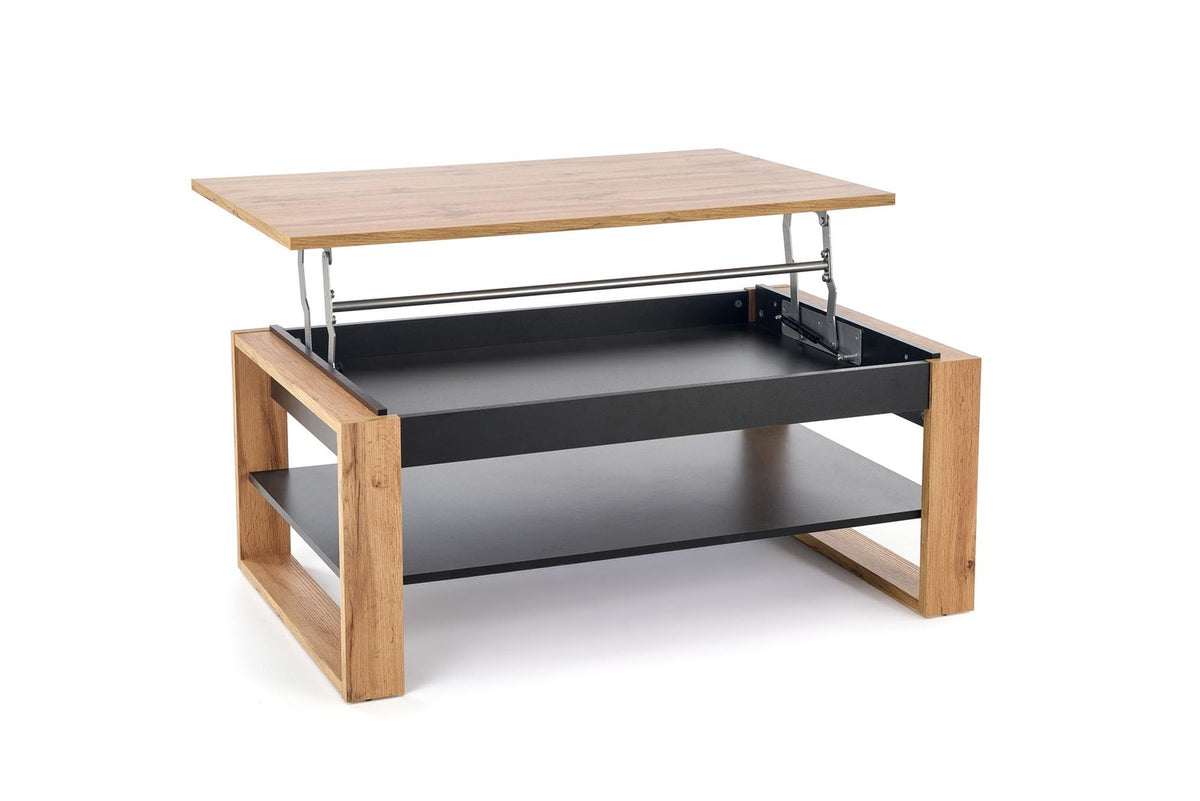 Masuta cafea BETTY, stejar artisan/negru, PAL laminat, 120x65/92x50/72 cm