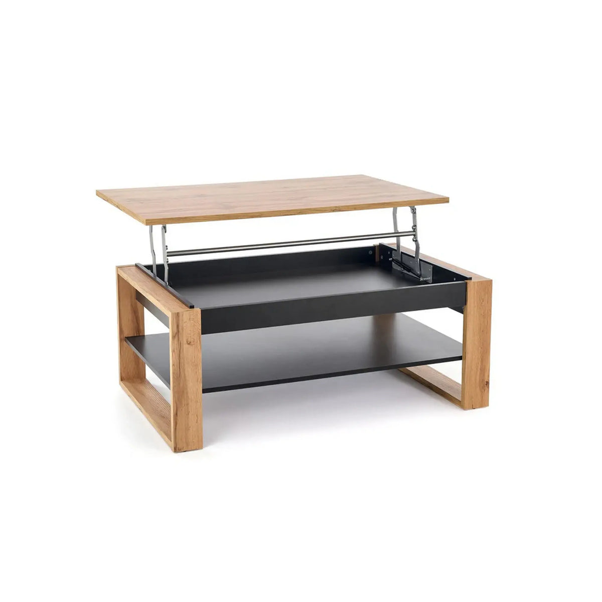 Masuta cafea BETTY, stejar artisan/negru, PAL laminat, 120x65/92x50/72 cm