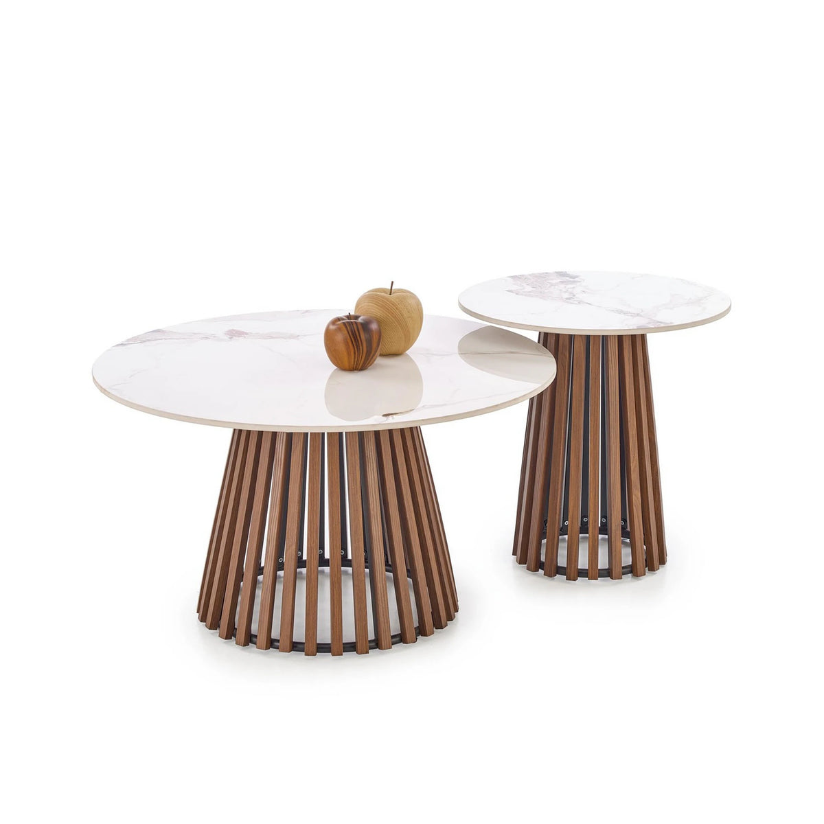 Masuta cafea MDF CARINA, bej cu efect de marmura/nuc, 80x46 cm