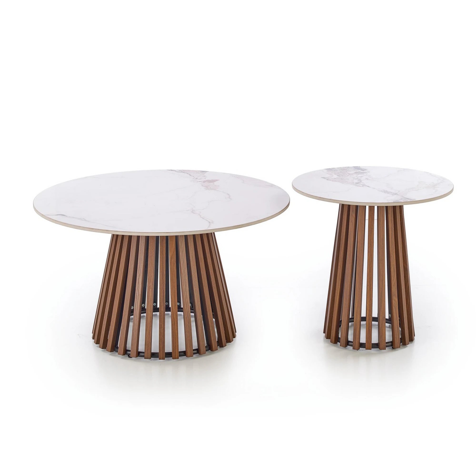 Masuta cafea MDF CARINA, bej cu efect de marmura/nuc, 80x46 cm