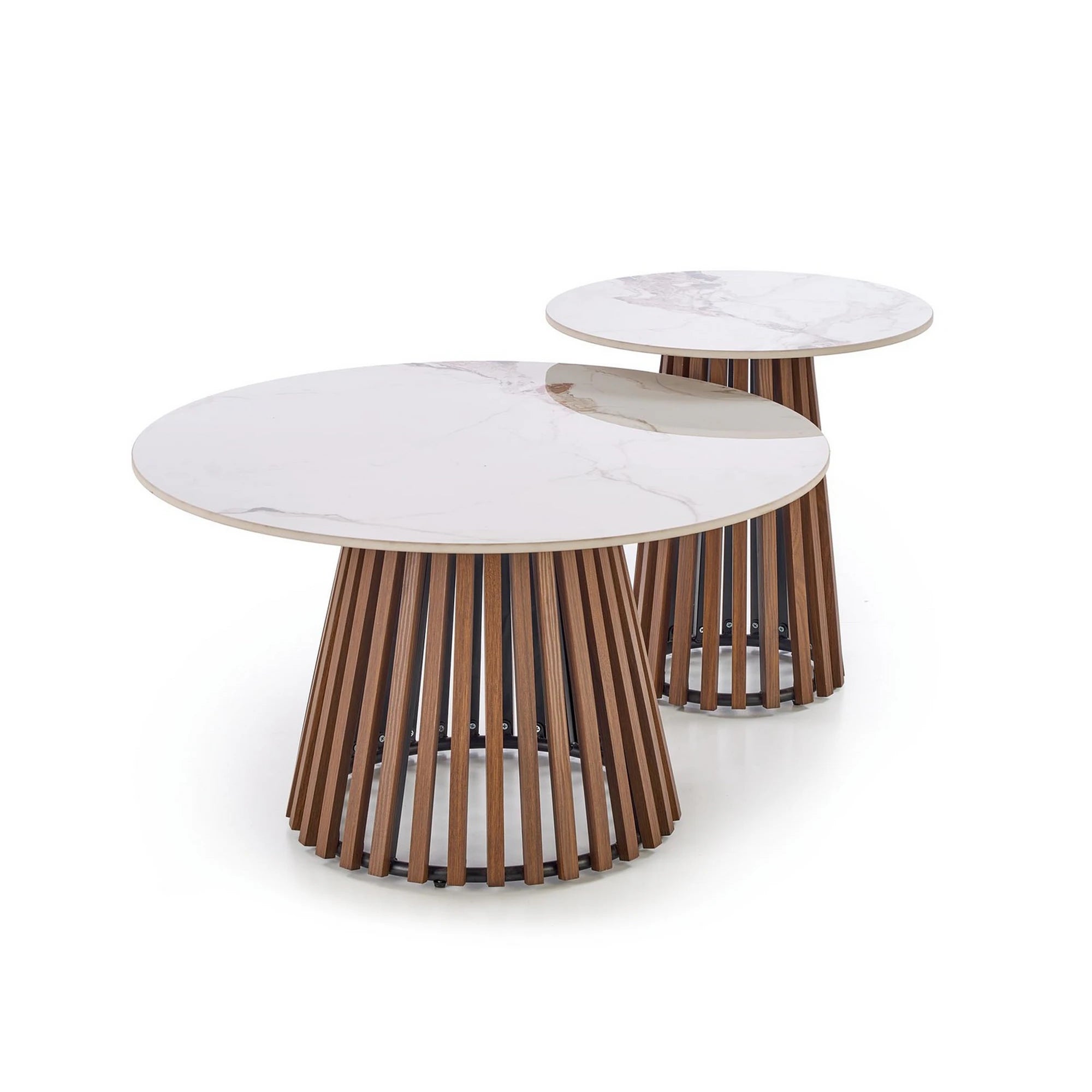 Masuta cafea MDF CARINA, bej cu efect de marmura/nuc, 80x46 cm