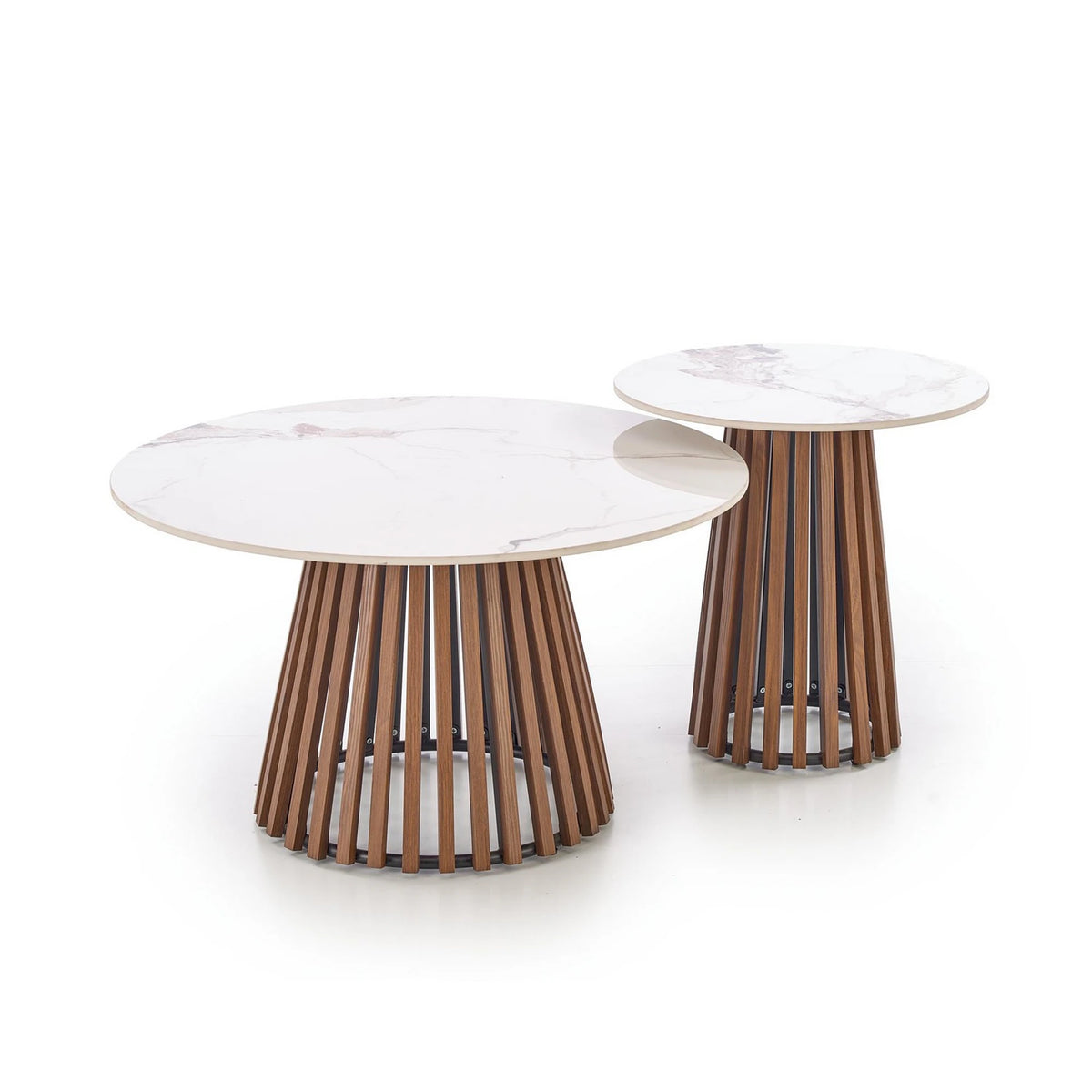 Masuta cafea MDF CARINA, bej cu efect de marmura/nuc, 80x46 cm