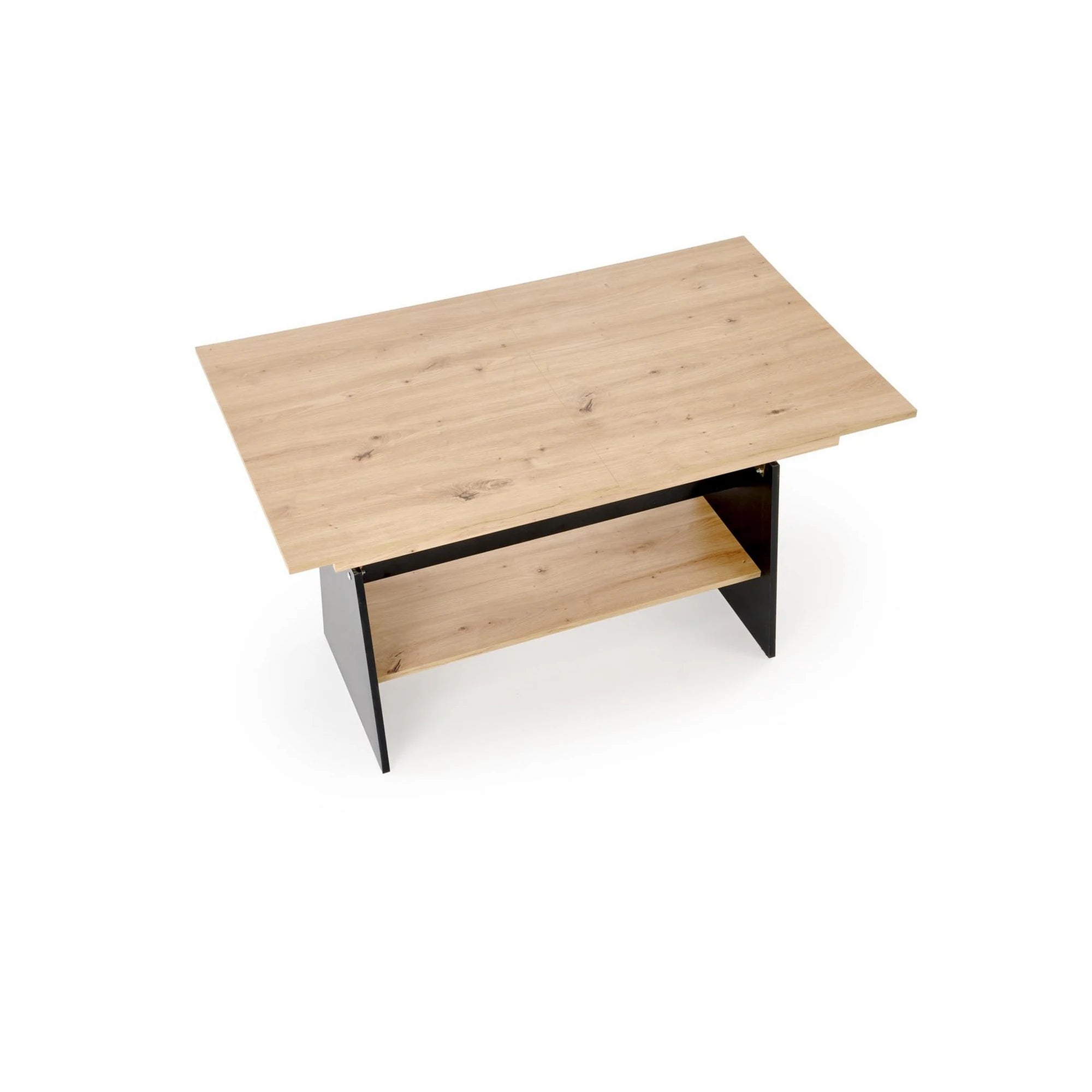 Masuta de cafea extensibila ERIKA, stejar artisan/negru, PAL laminat, 120/160x70x61/72 cm
