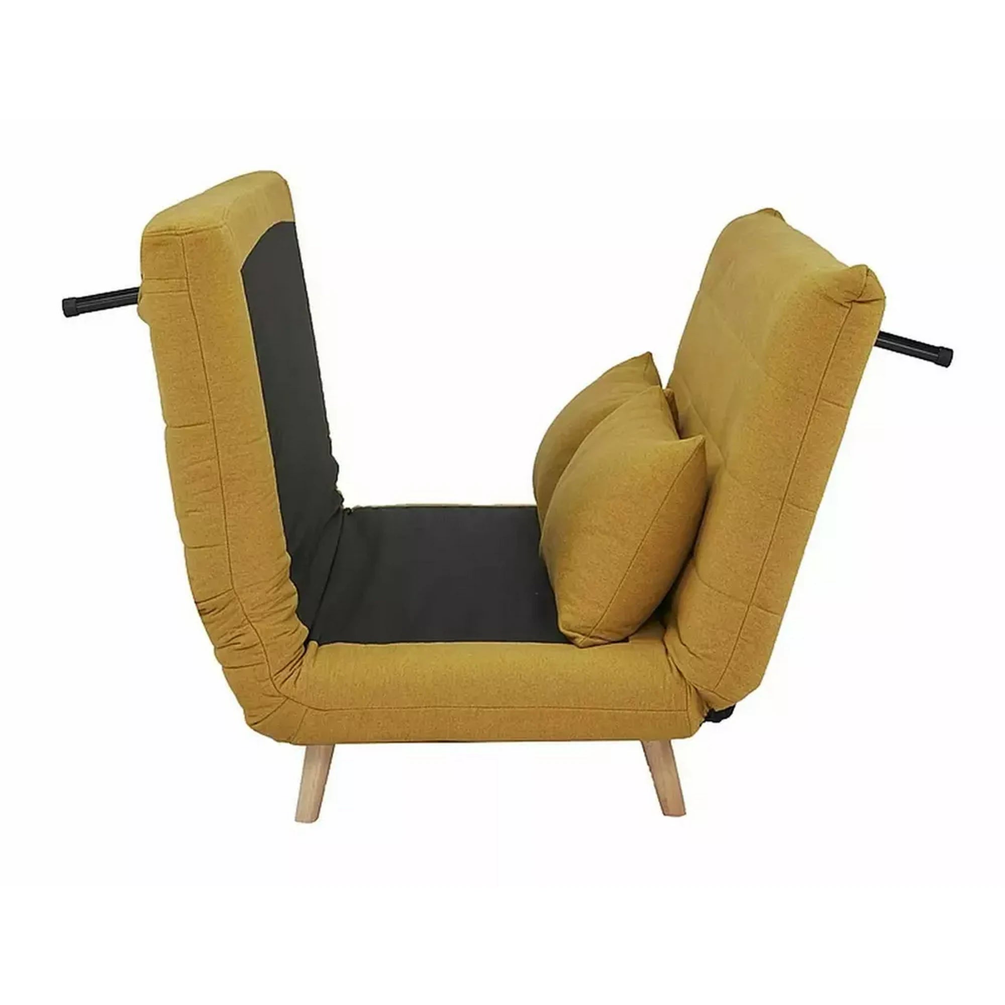 Canapea SPIKE II, galben mustar/fag, stofa/lemn, 147x91x84 cm