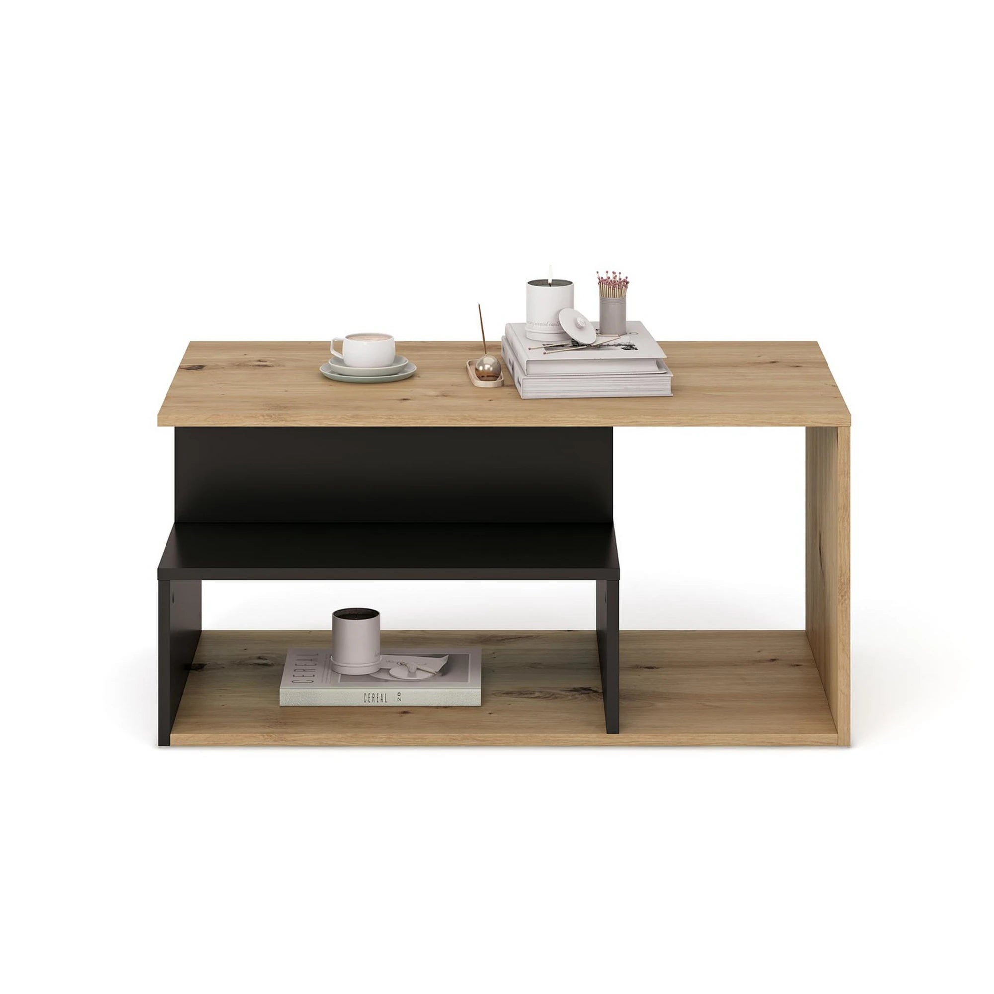 Masuta cafea IVA, stejar artisan/negru, PAL laminat, 90x51x43 cm