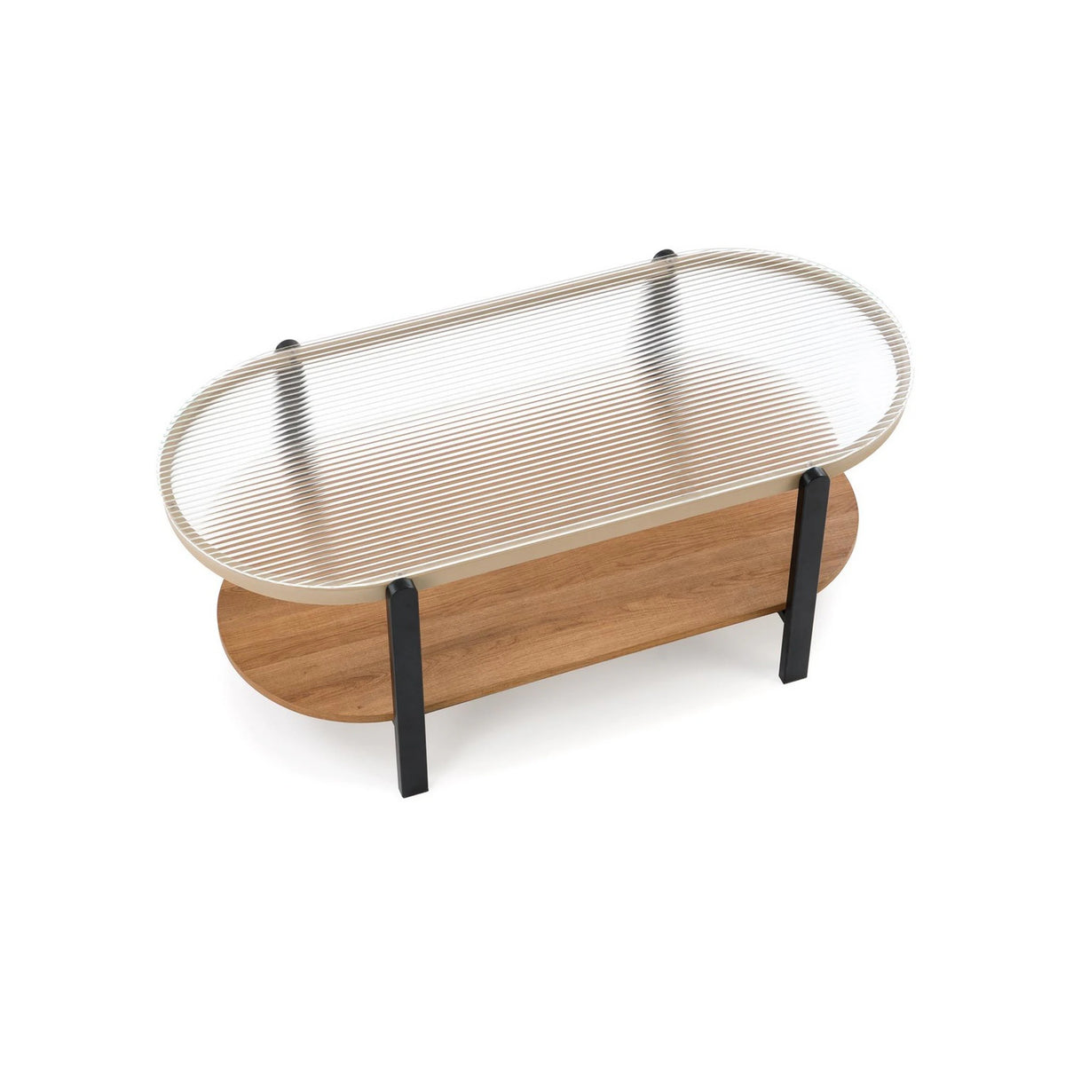 Masuta KAMALA, transparent/negru, 110x54x43 cm