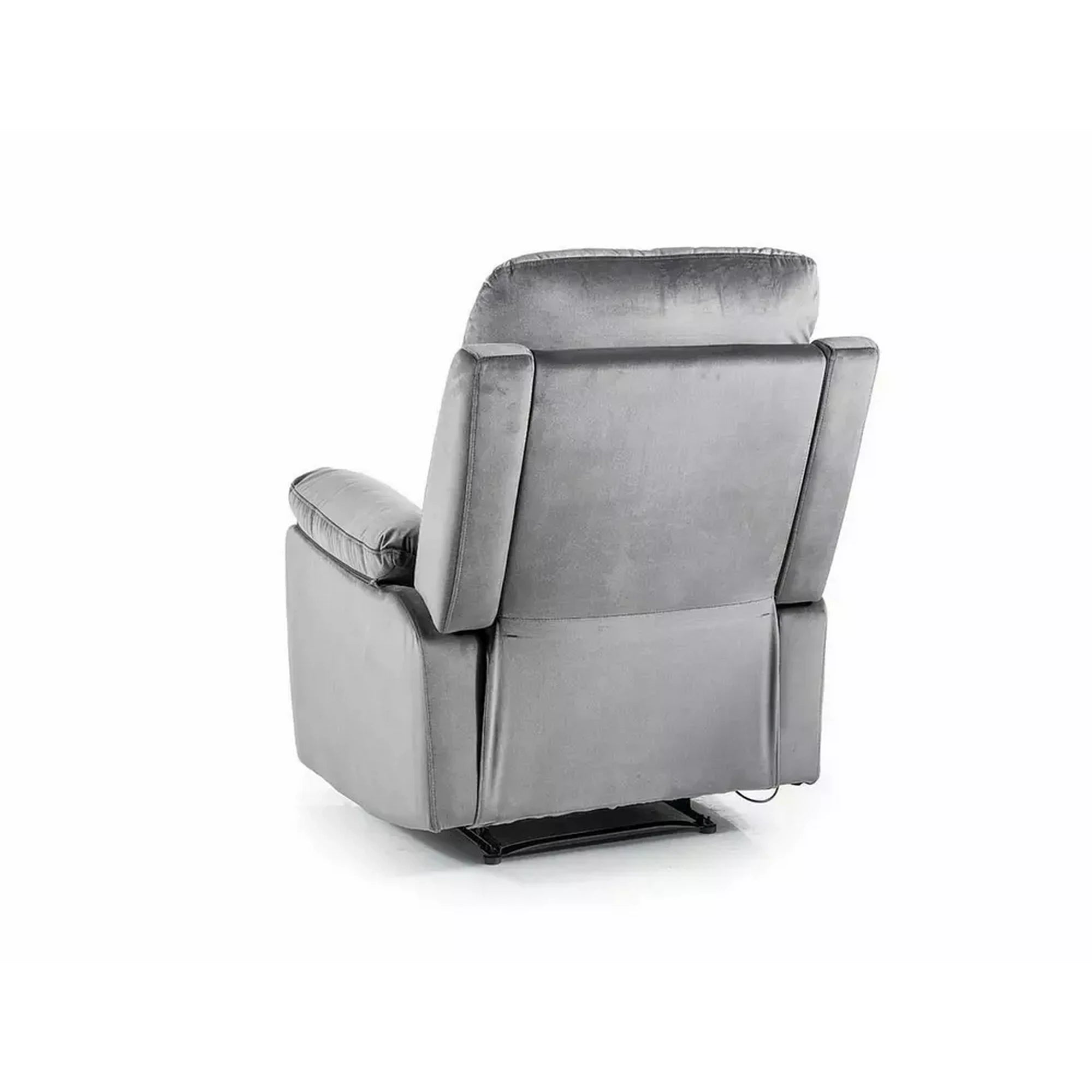 Fotoliu recliner SPENCER 1, gri/negru, stofa catifelata/metal, 80x94/164x101 cm