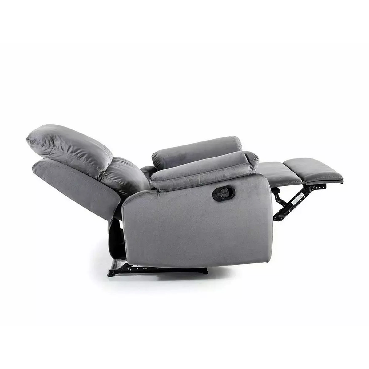 Fotoliu recliner SPENCER 1, gri/negru, stofa catifelata/metal, 80x94/164x101 cm