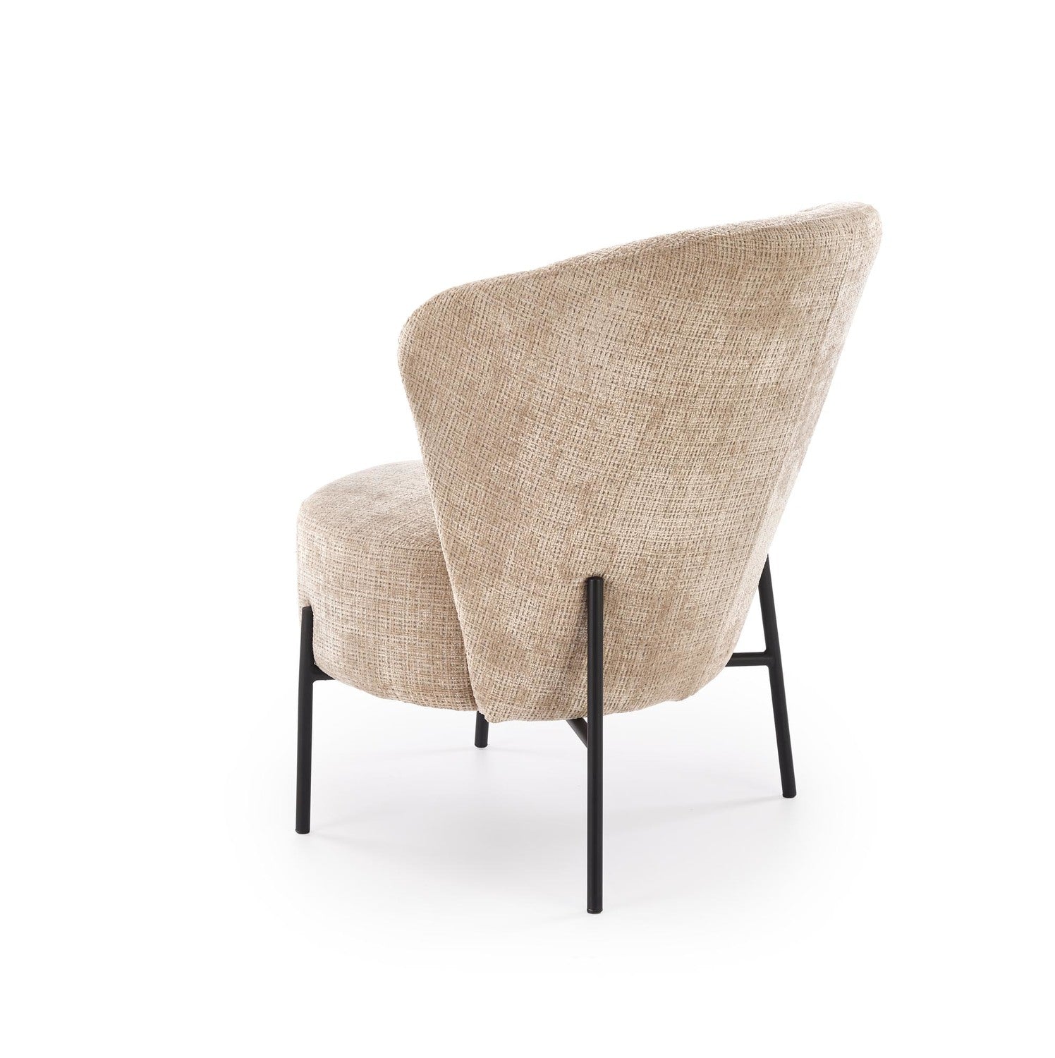 Fotoliu CEZAR, bej/negru, stofa catifelata/otel, 70x79x85 cm