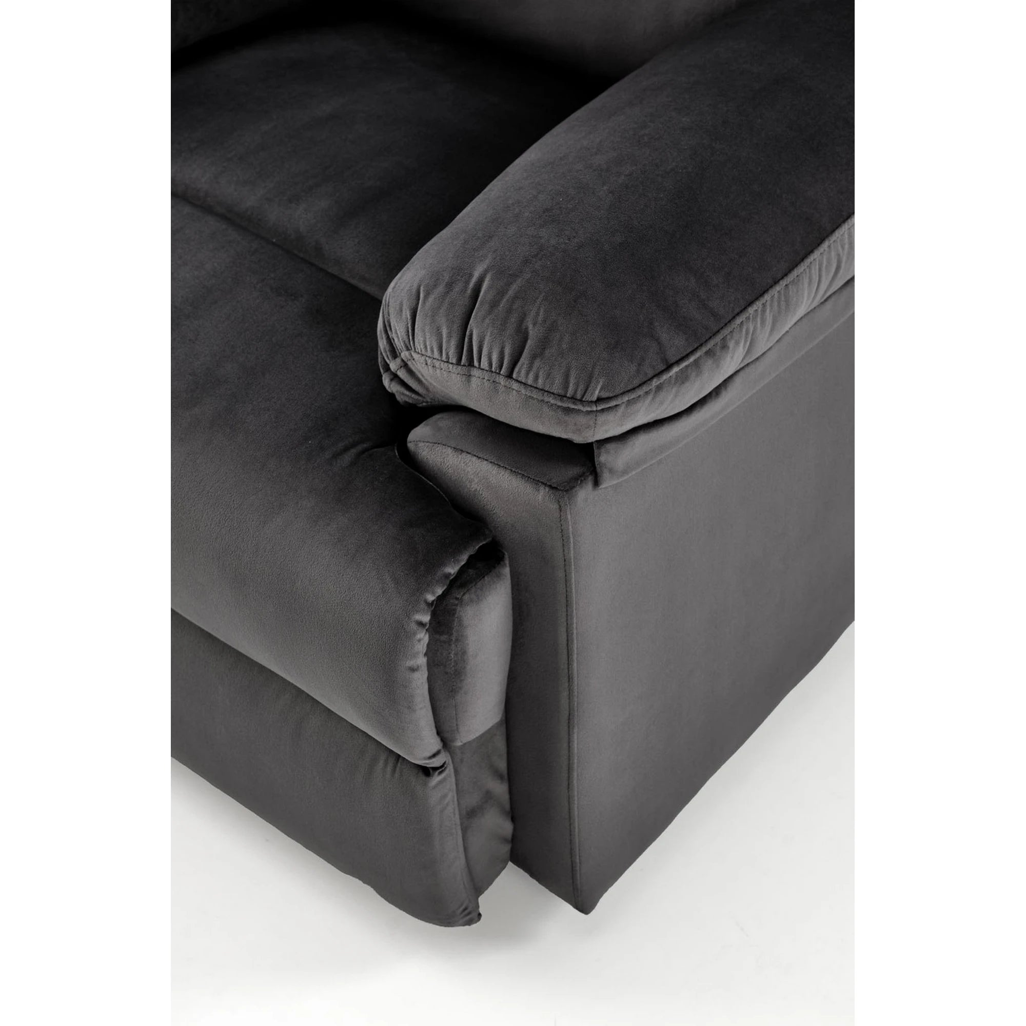 Fotoliu rabatabil DRAGER, negru, stofa catifelata/metal, 88x90/160x105 cm
