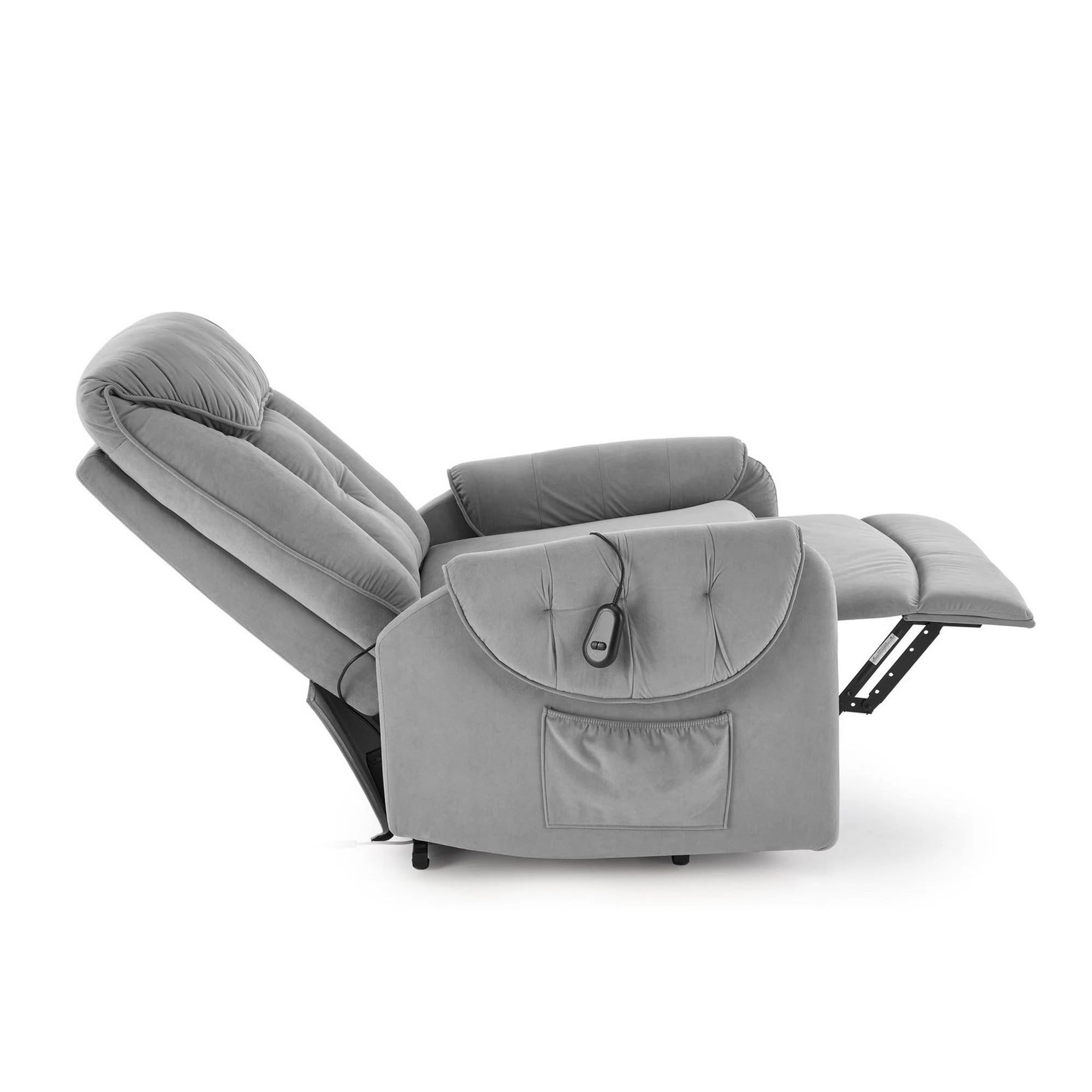 Fotoliu recliner HORTON, stofa catifelata gri - Mavel 14, 80x97/158x90/105 cm
