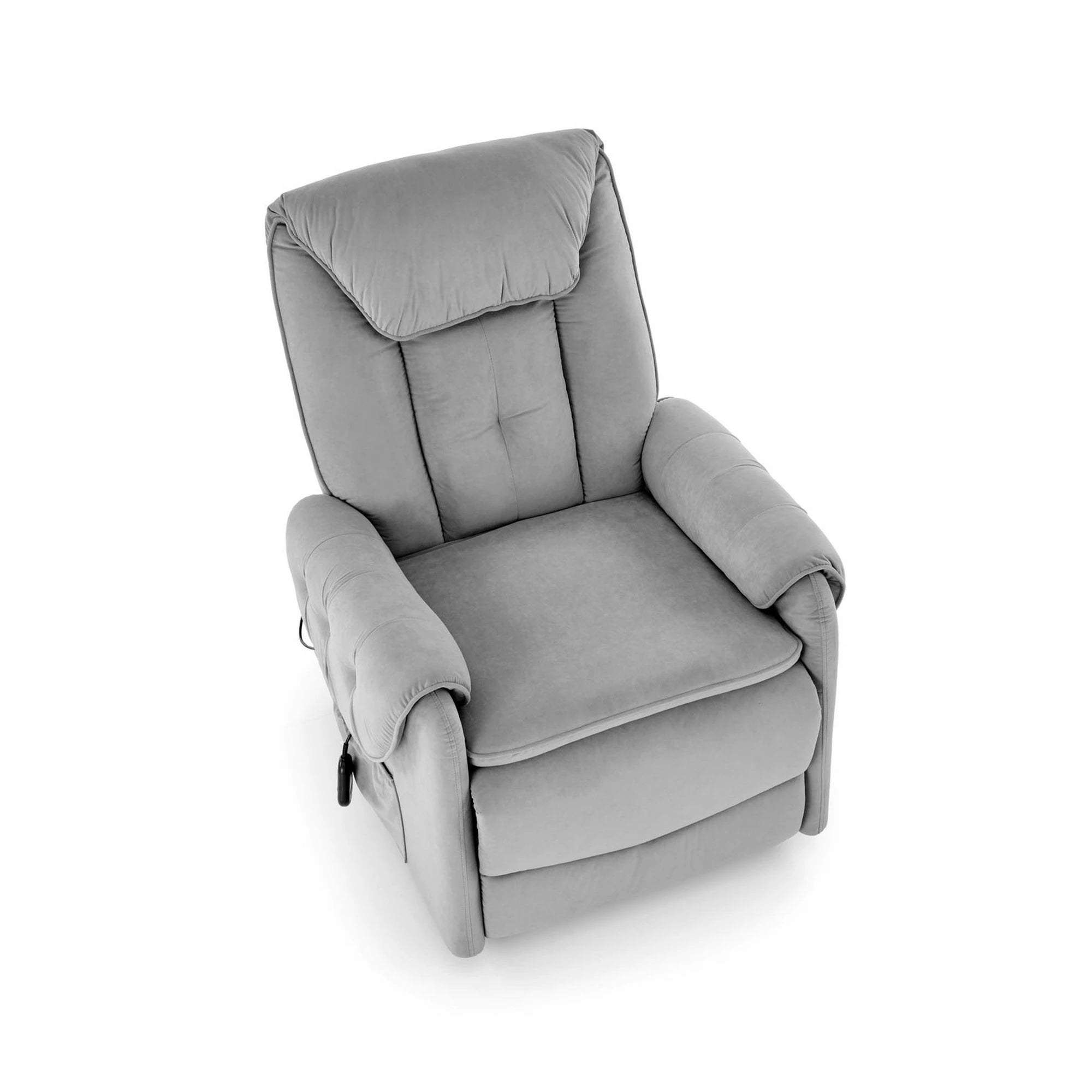 Fotoliu recliner HORTON, stofa catifelata gri - Mavel 14, 80x97/158x90/105 cm