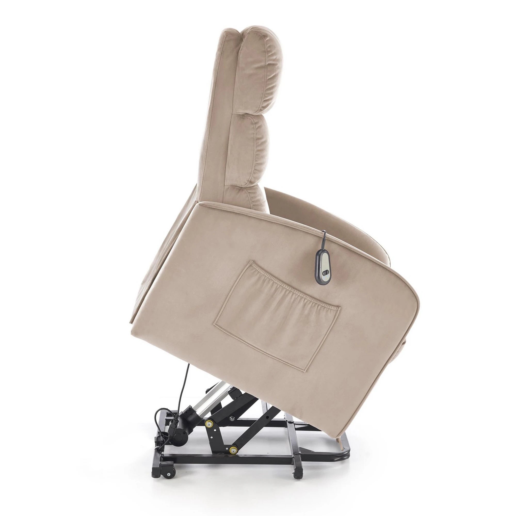 Fotoliu recliner MARONI, stofa catifelata bej - Bluvel 40, 62x92/165x103/84 cm