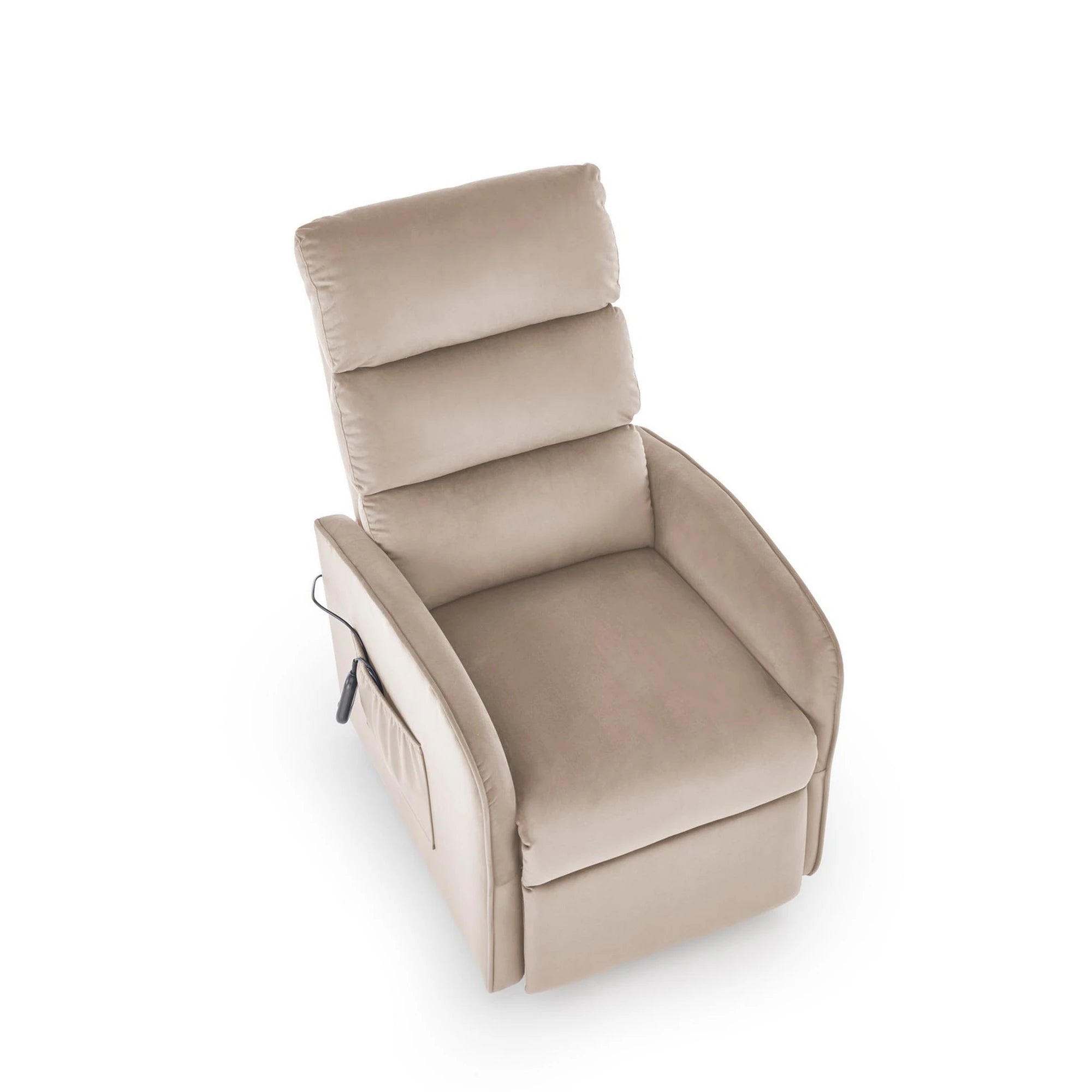 Fotoliu recliner MARONI, stofa catifelata bej - Bluvel 40, 62x92/165x103/84 cm