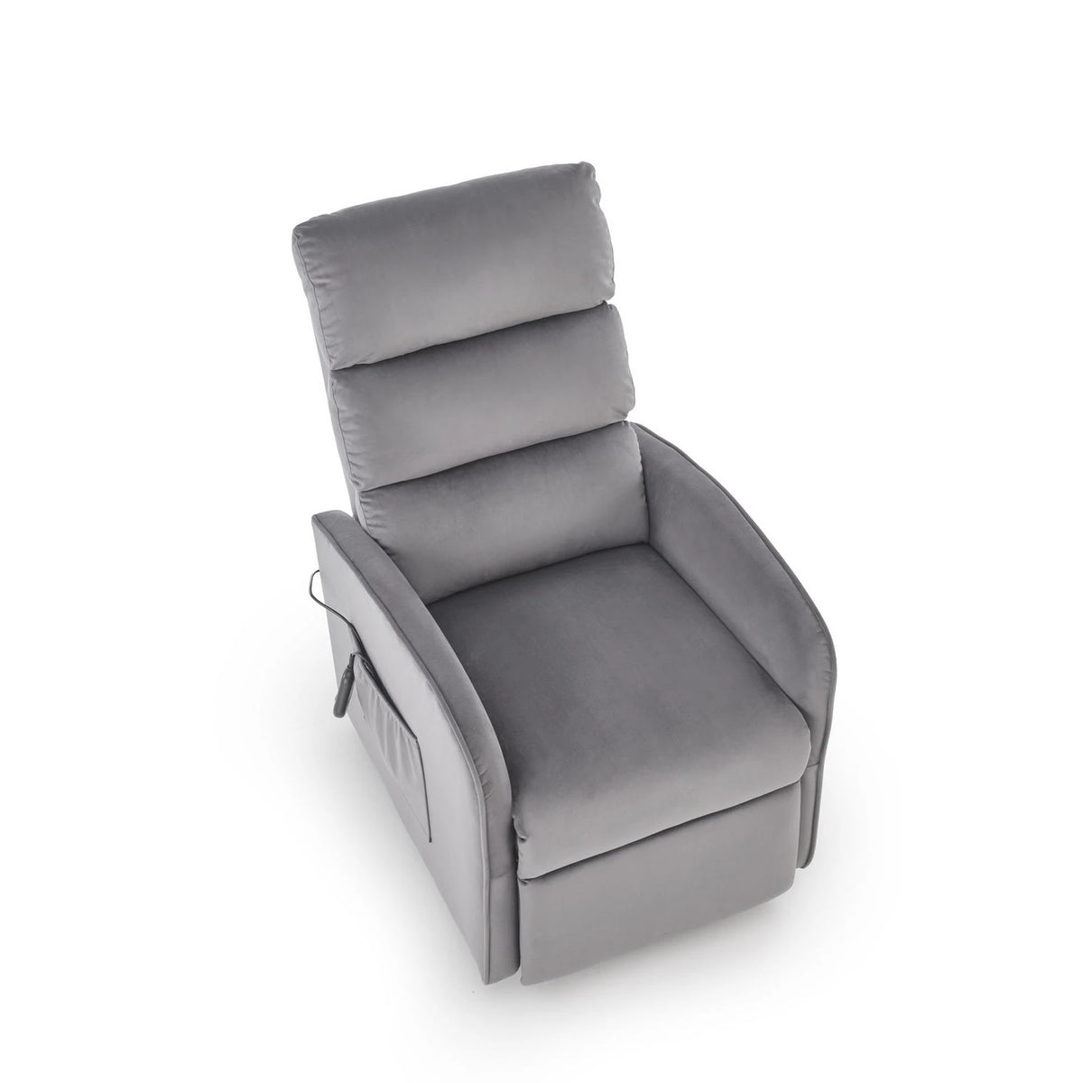Fotoliu recliner MARONI, stofa catifelata gri - Bluvel 14, 62x92/165x103/84 cm