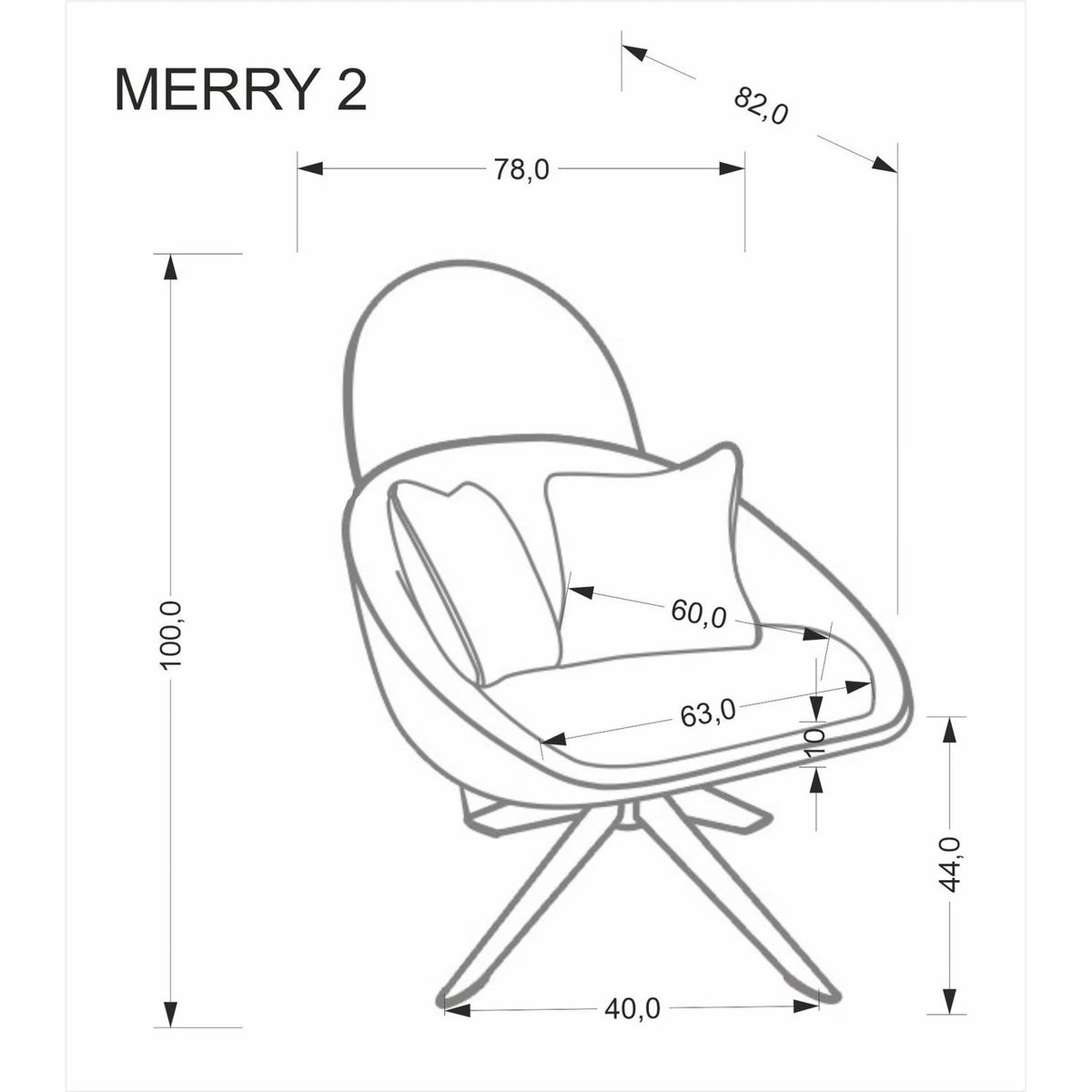 Fotoliu MERRY 2, crem/negru, stofa catifelata/otel, 78x82x100 cm