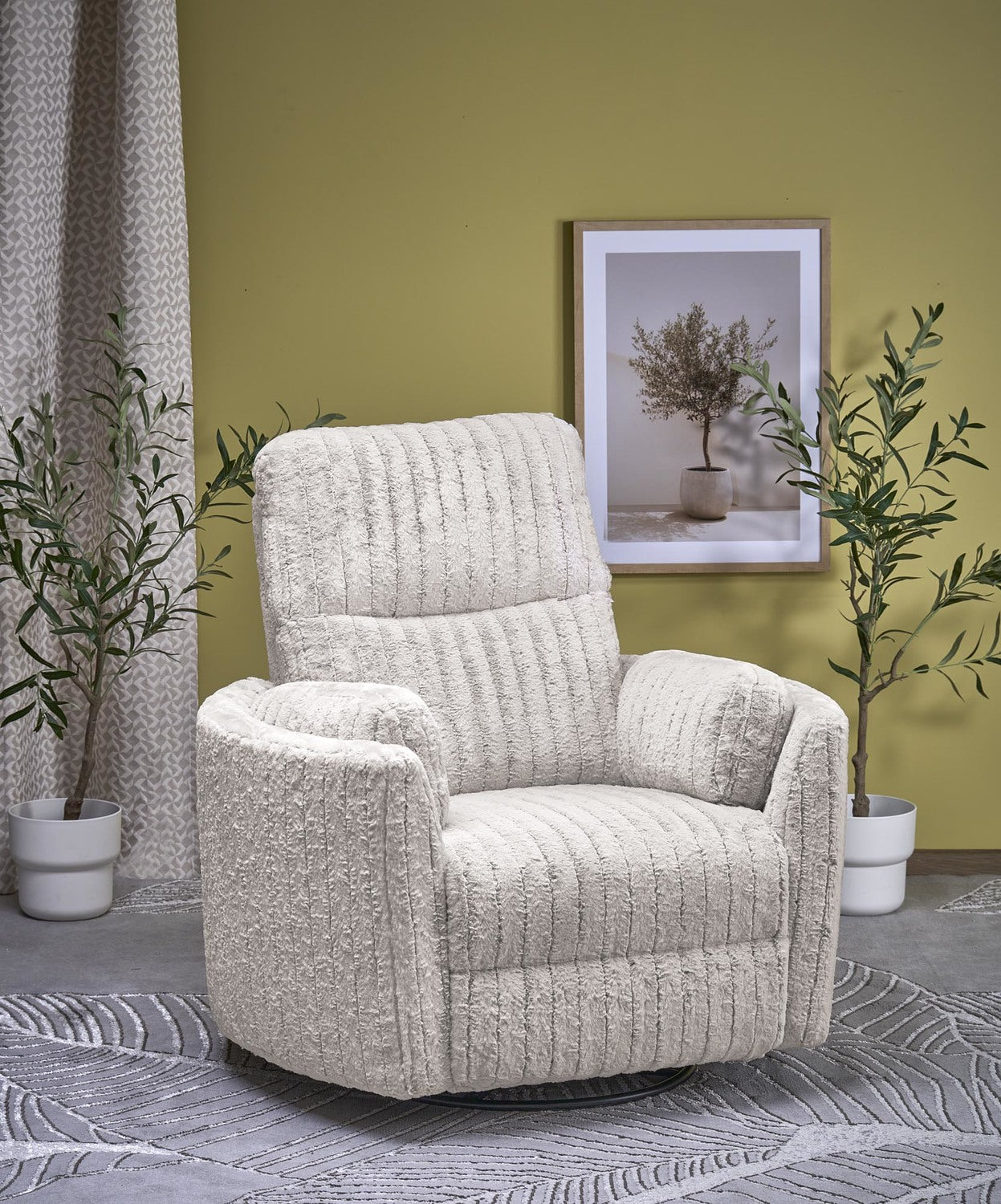 Fotoliu recliner PEGAS, stofa bej, 110x100/170x108/81 cm