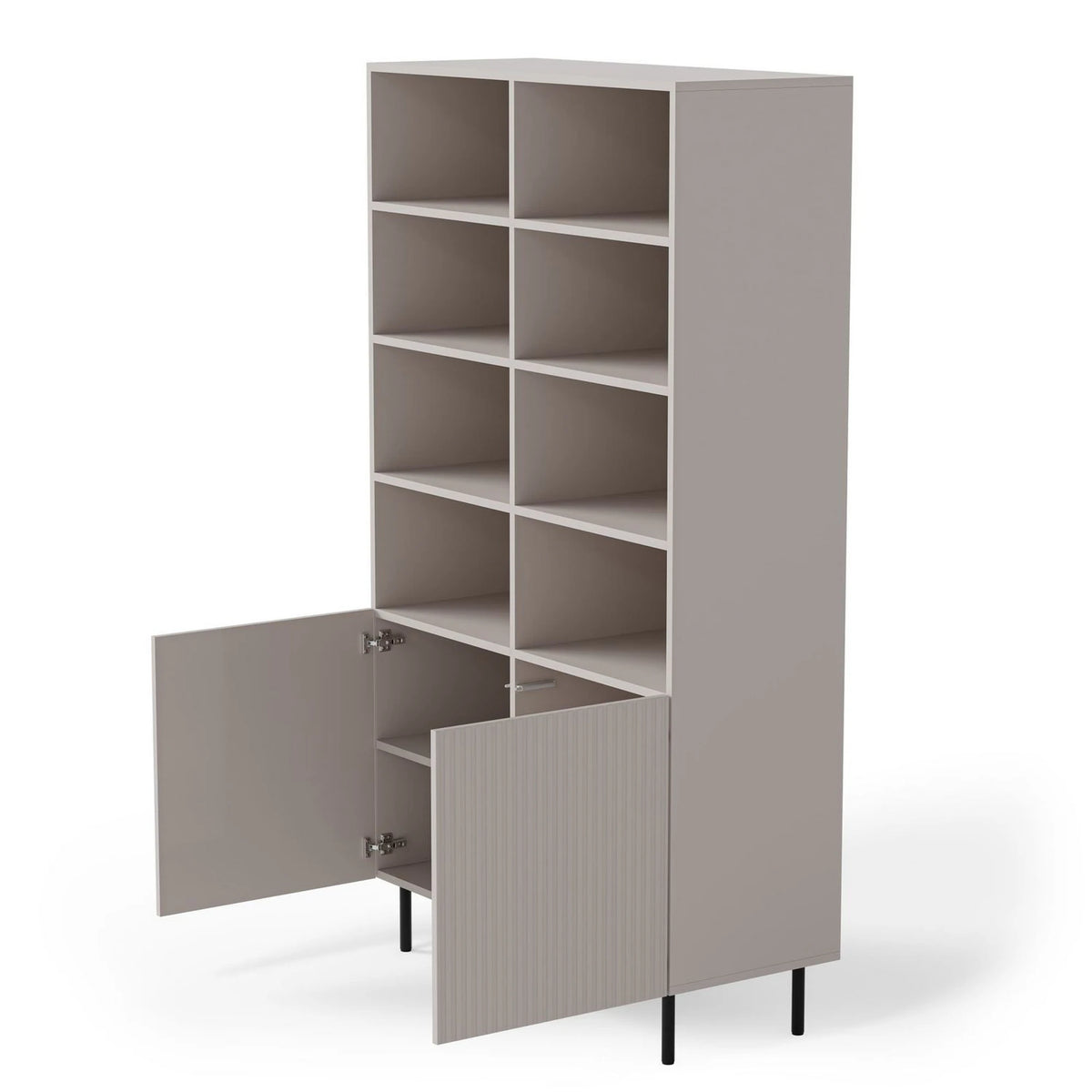 Biblioteca PAXOS REG-1, casmir/negru, PAL laminat/otel, 100x40x179 cm