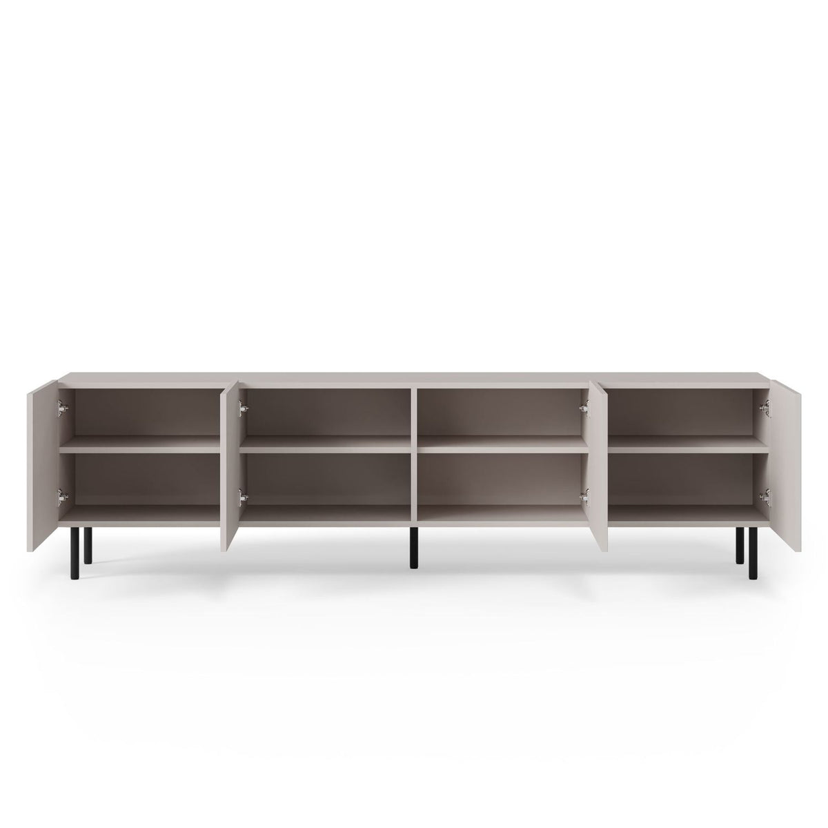 Comoda TV PAXOS RTV-2, casmir/negru, PAL laminat/otel, 200x40x54 cm
