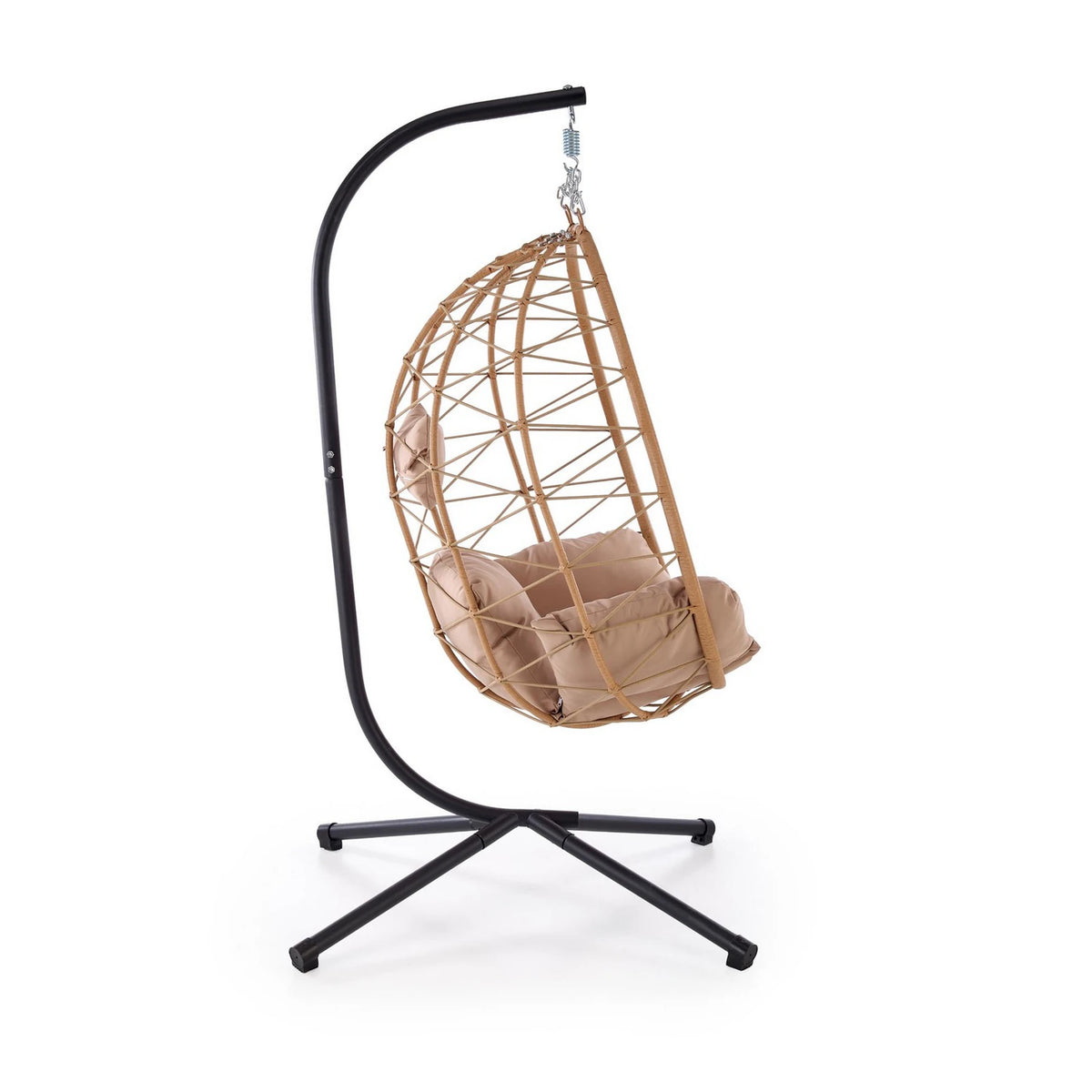 Balansoar gradina SNAKE, stejar/negru, ratan/otel, 90x100x191 cm