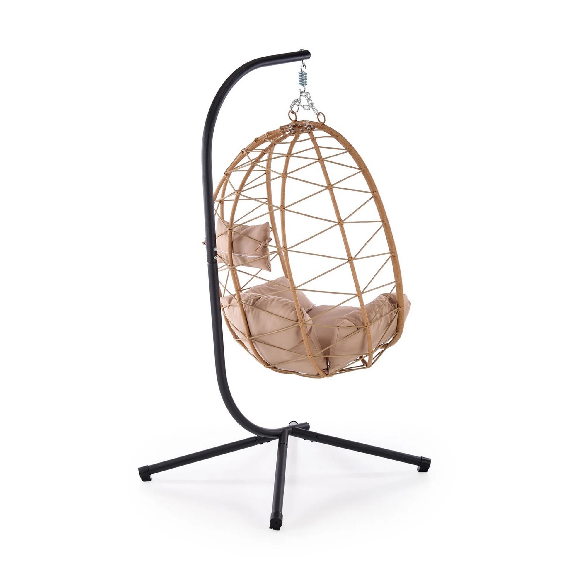 Balansoar gradina SNAKE, stejar/negru, ratan/otel, 90x100x191 cm