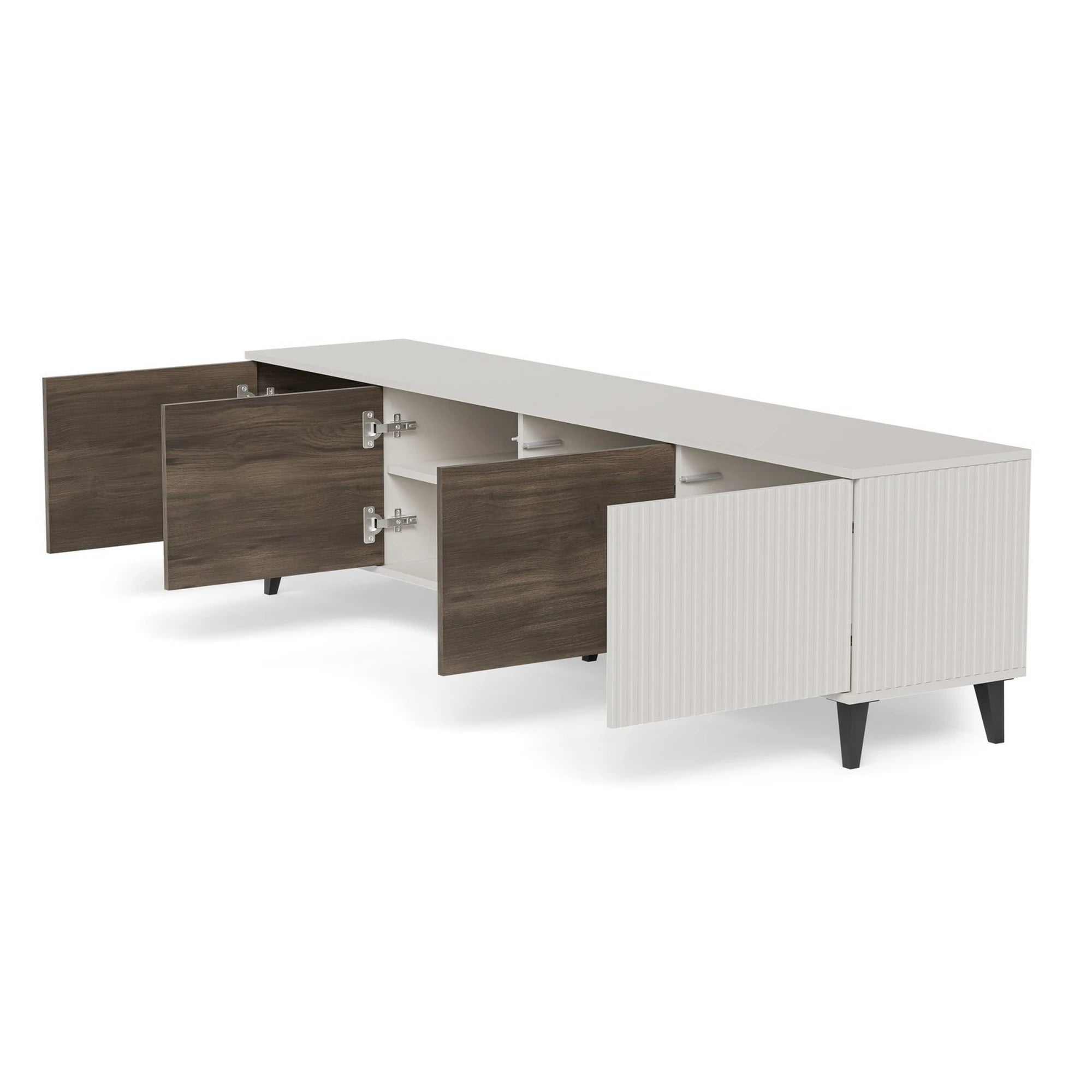 Comoda TV RANDOM 2 RTV-3, casmir/nuc/negru, PAL furniruit, 200x40x52 cm