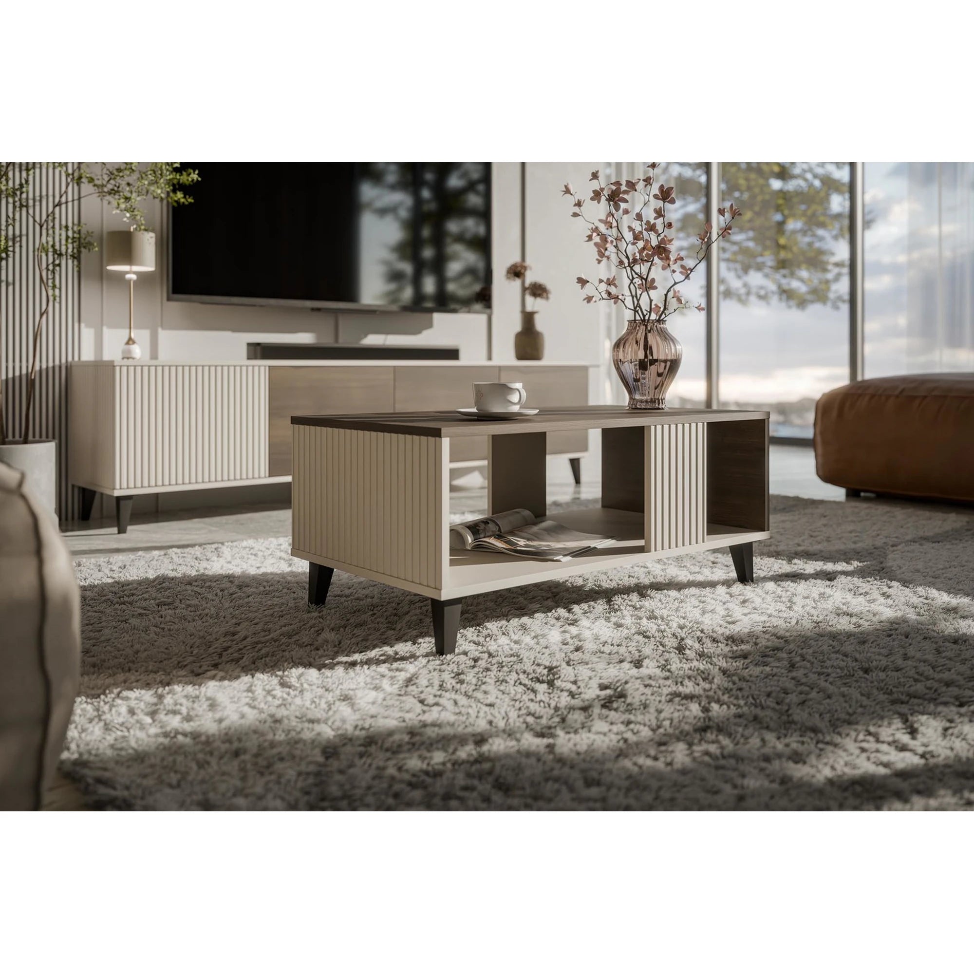 Masuta cafea RANDOM 2 LAW-1, nuc/casmir, PAL, 92x50x40 cm
