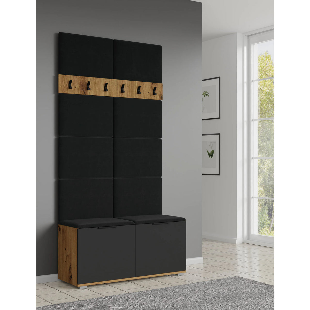 Pantofar CLIF ST-50, stejar artisan/gri antracit, PAL laminat, 50x38x48 cm