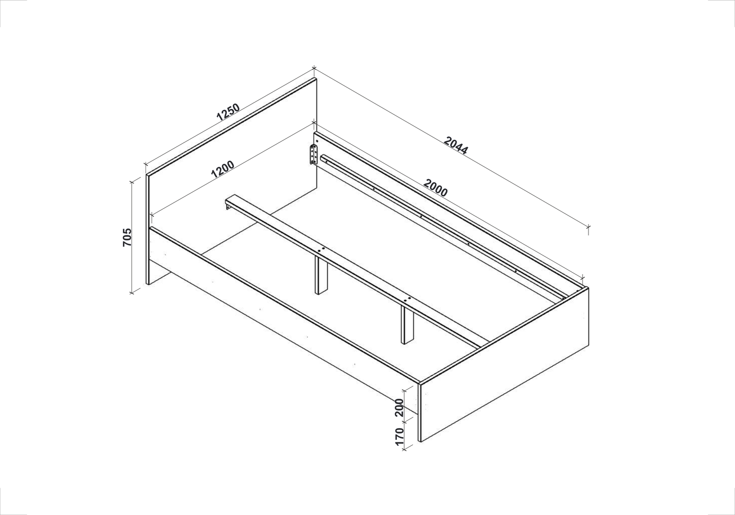Cadru pat Lima 120x200, alb, PAL laminat