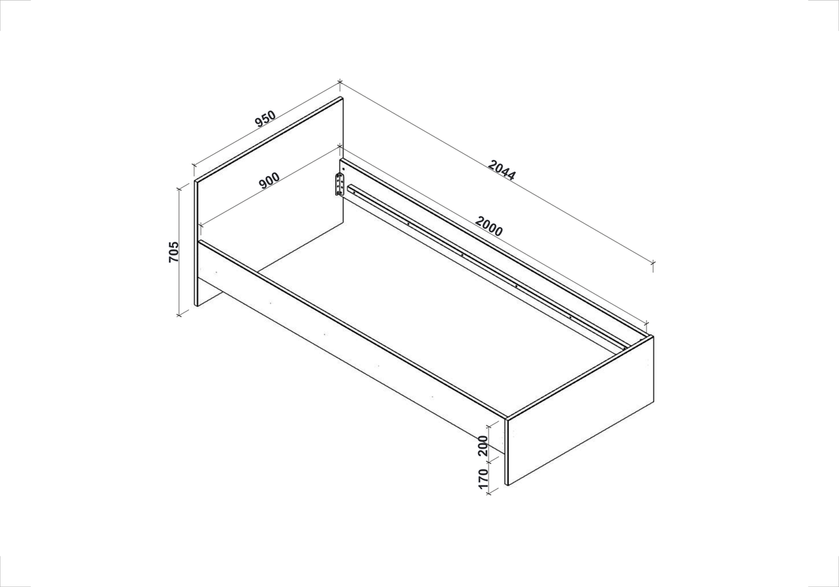 Cadru pat LIMA 90x200, stejar sonoma, PAL laminat