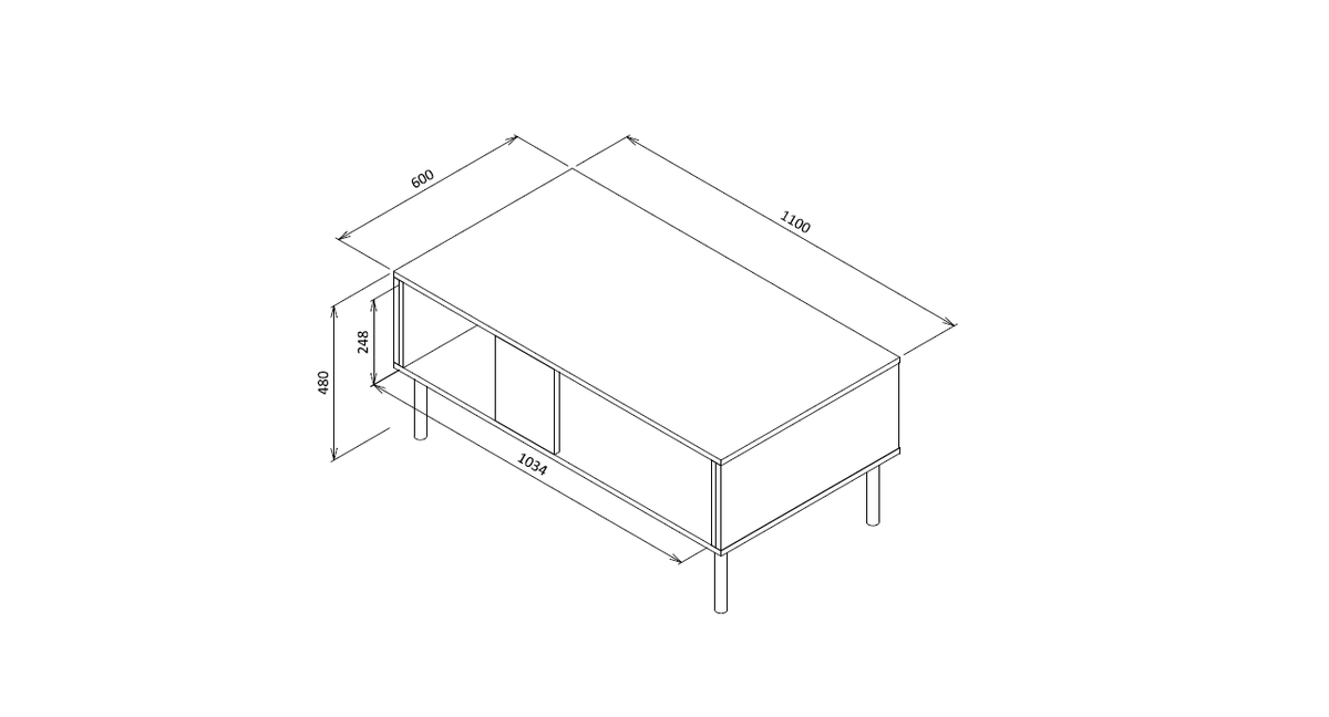 Masuta ASENSIO, gri mat/negru, PAL laminat, 100X60X48 cm