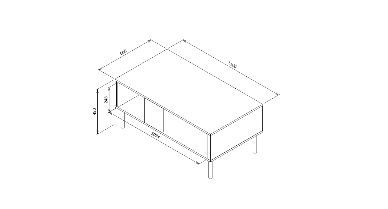 Masuta ASENSIO, gri mat/negru, PAL laminat, 100X60X48 cm