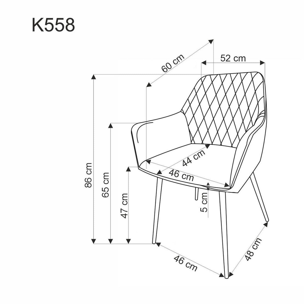 Scaun K558, bej/negru, stofa catifelata/metal, 59x60x86 cm