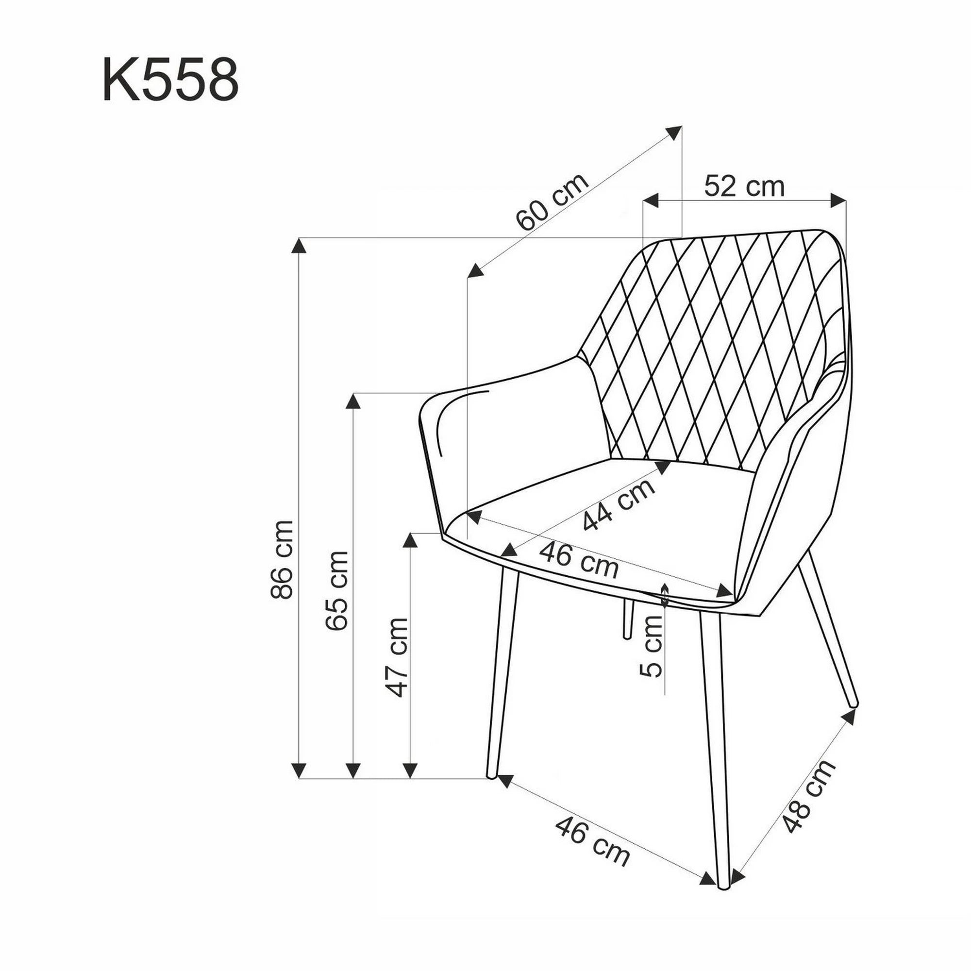 Scaun K558, bej/negru, stofa catifelata/metal, 59x60x86 cm
