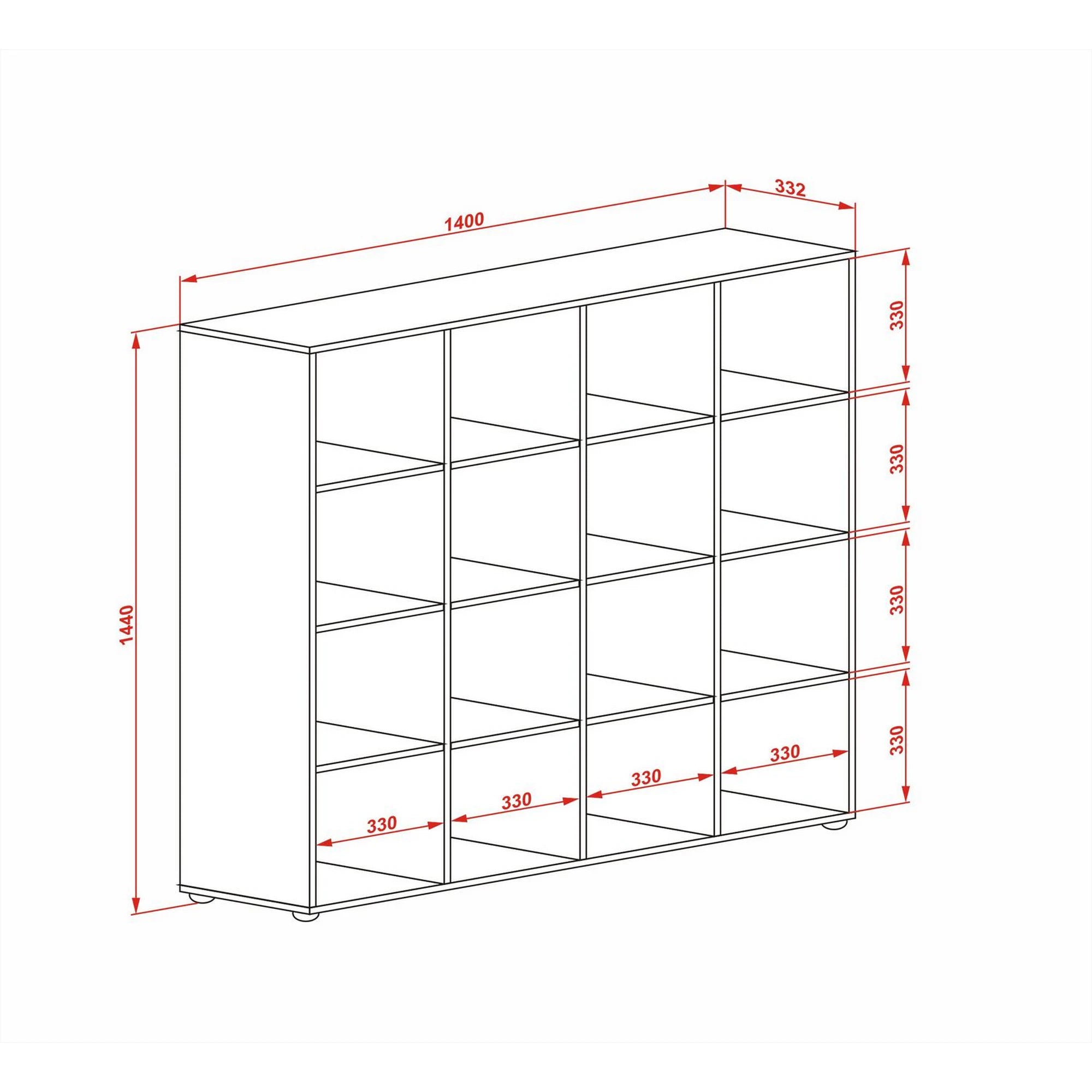 Biblioteca COBOTO 16, alb, PAL laminat, 139x33x144 cm