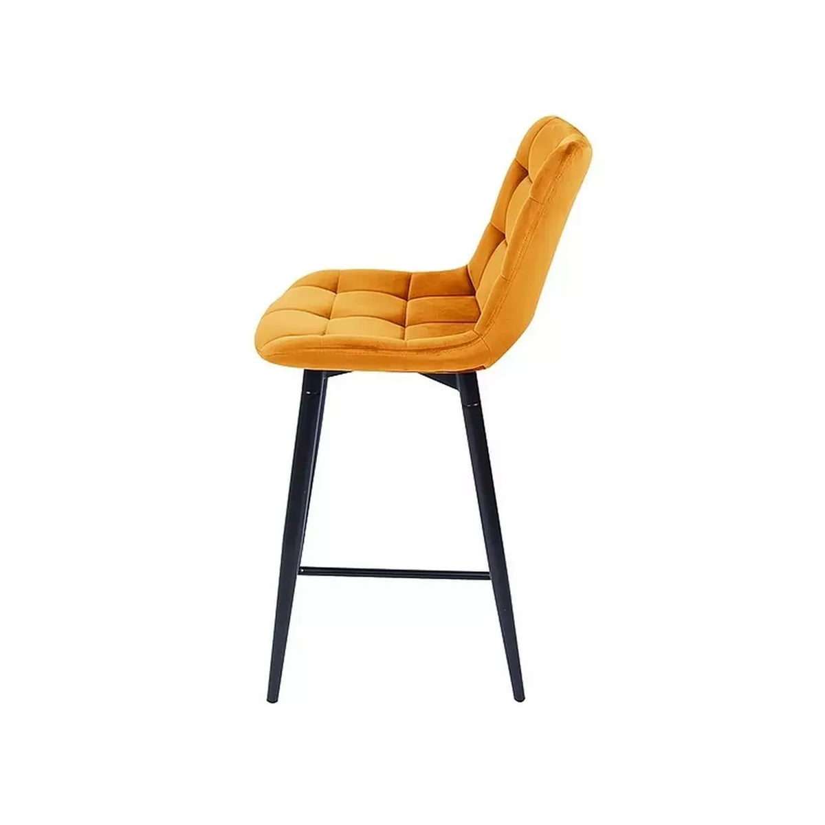 Scaun bar CHIC H-2, galben - Bluvel 68/negru, stofa catifelata/metal, 46x51x90 cm