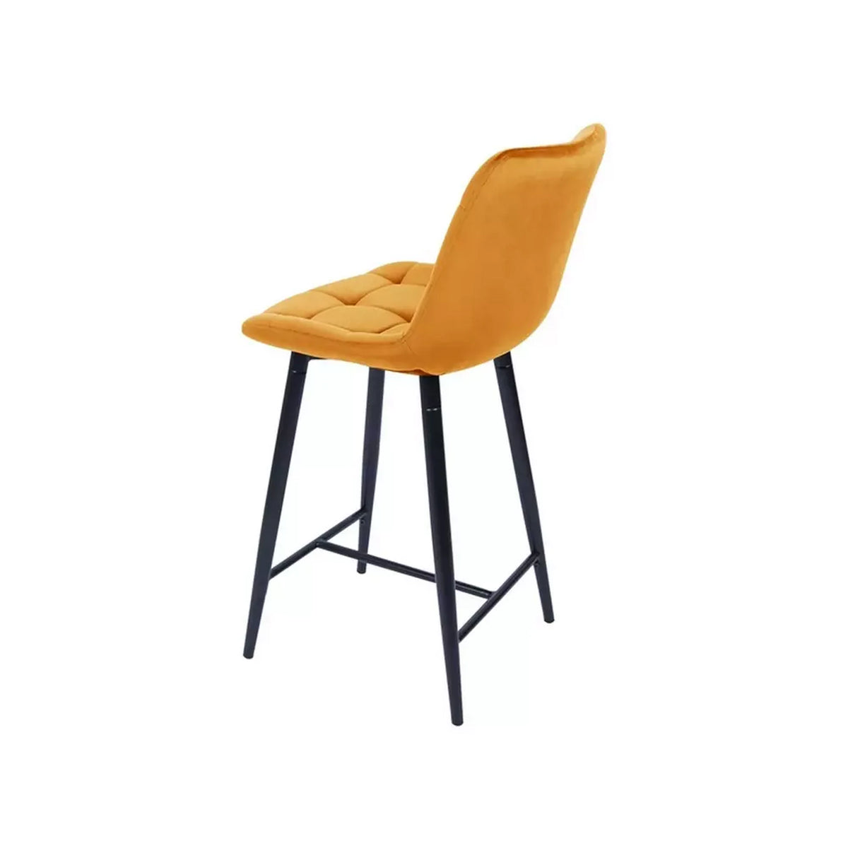 Scaun bar CHIC H-2, galben - Bluvel 68/negru, stofa catifelata/metal, 46x51x90 cm