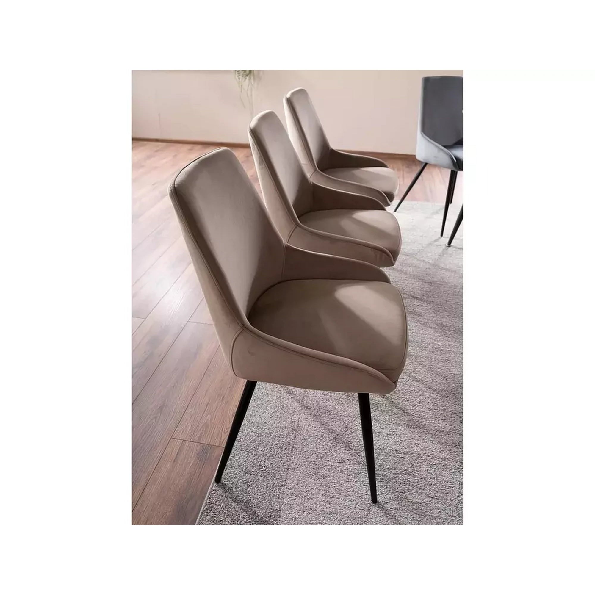 Scaun COBE, bej/negru, stofa catifelata/metal, 49x43x85 cm