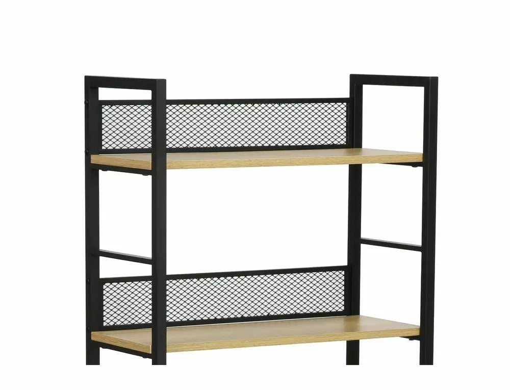 Etajera RAW R5, stejar/negru, PAL laminat/metal, 60x28x154 cm