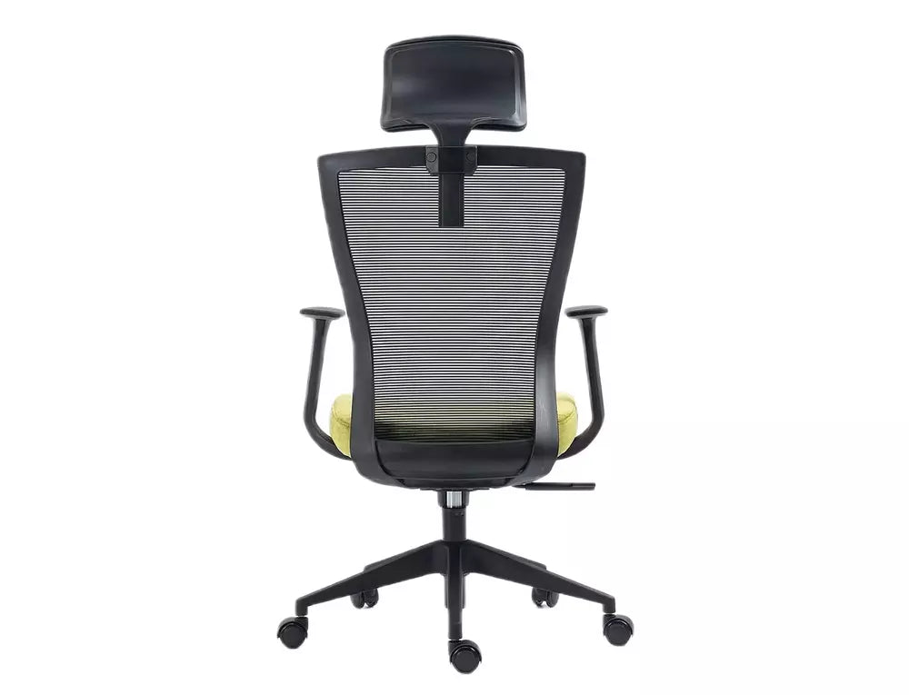 Scaun birou Q-328H, negru/verde, stofa/plasa, 62x48x97/107 cm