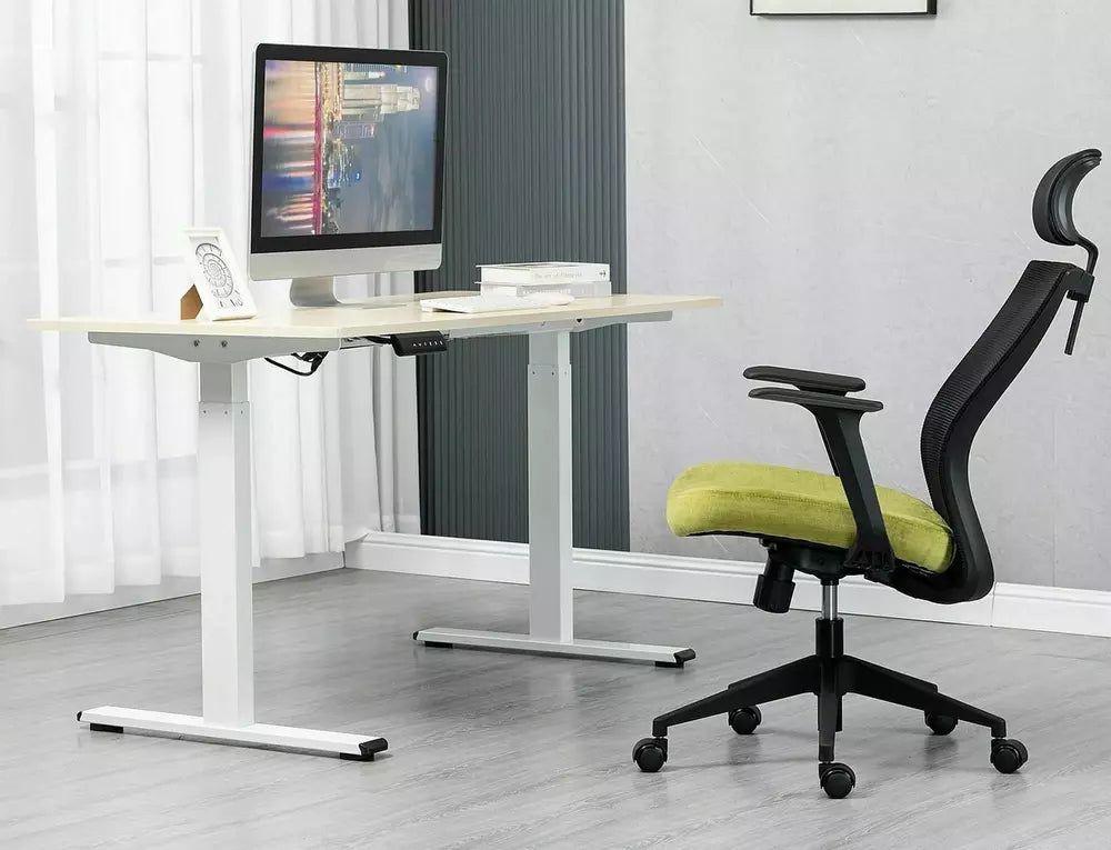 Scaun birou Q-328H, negru/verde, stofa/plasa, 62x48x97/107 cm