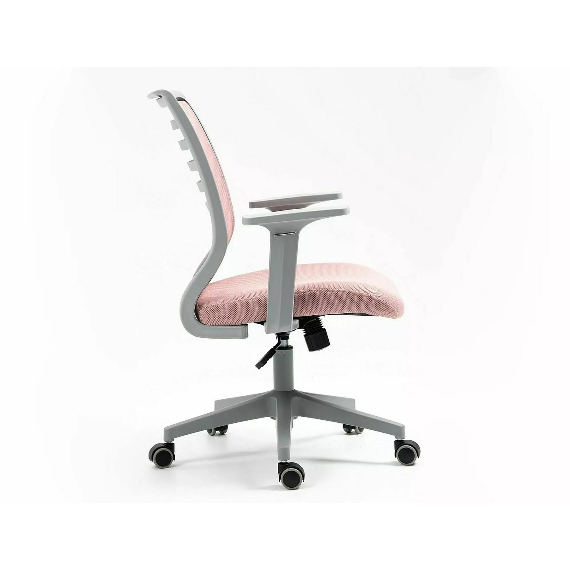 Scaun birou Q-320, roz/gri, stofa/plastic, 60x44x93/103 cm