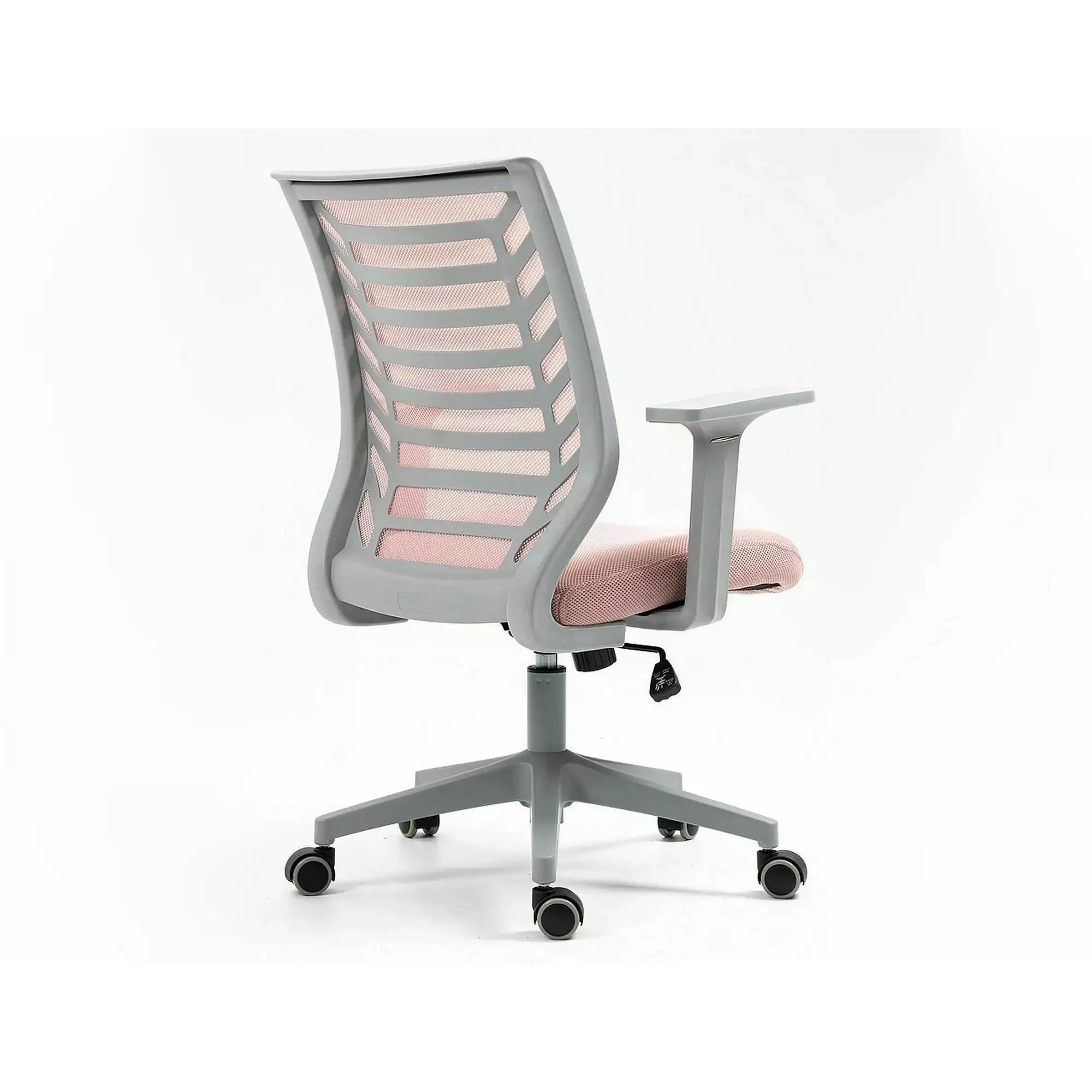 Scaun birou Q-320, roz/gri, stofa/plastic, 60x44x93/103 cm