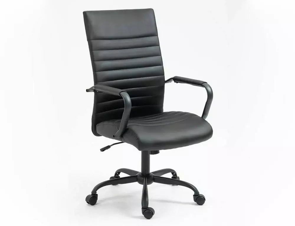 Scaun birou Q-306, negru, piele ecologica/metal, 58x51x106/116 cm